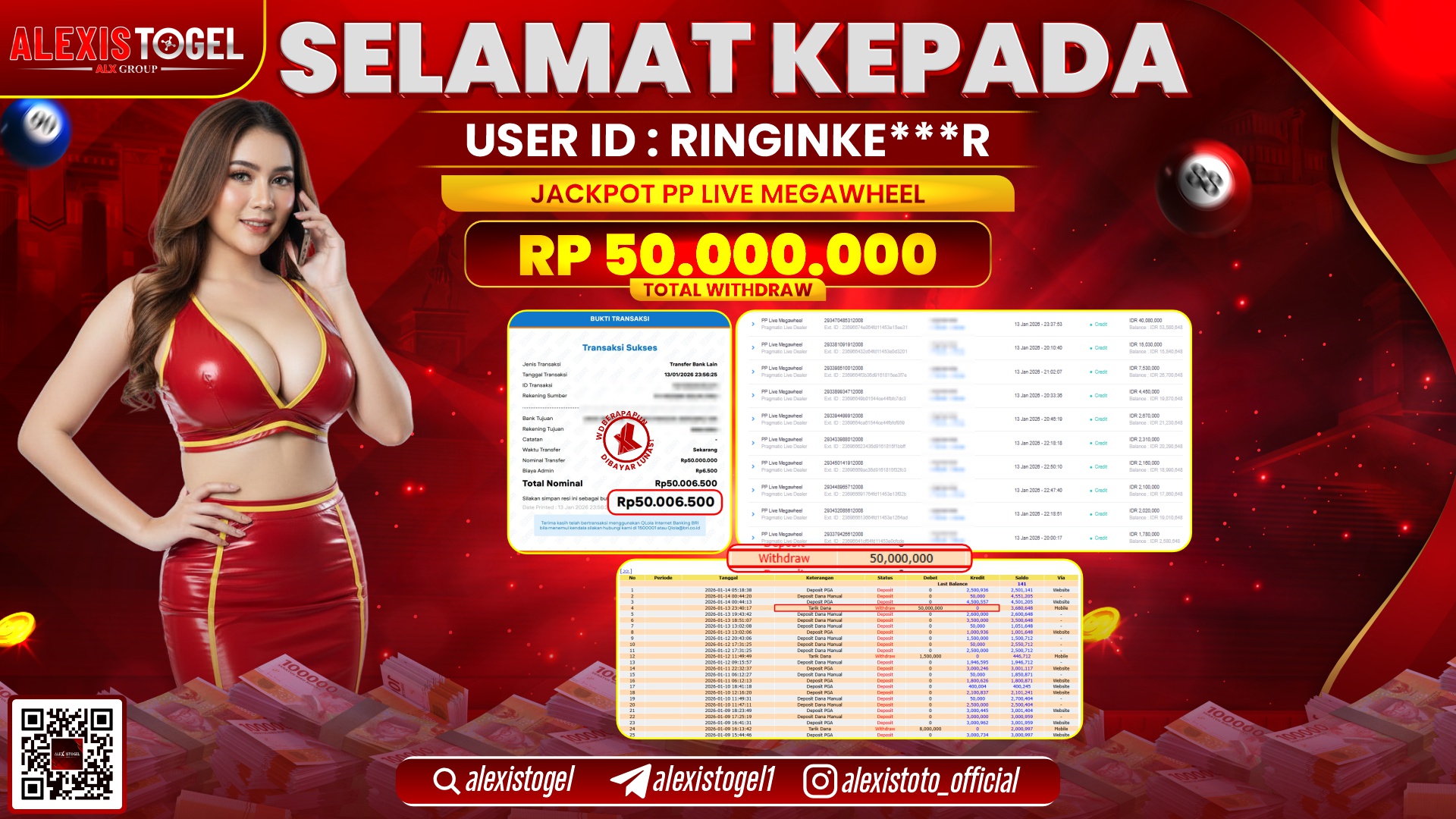 ALEXISTOGEL di PP LIVE MEGAWHEEL RP.50.000.000,- LUNAS