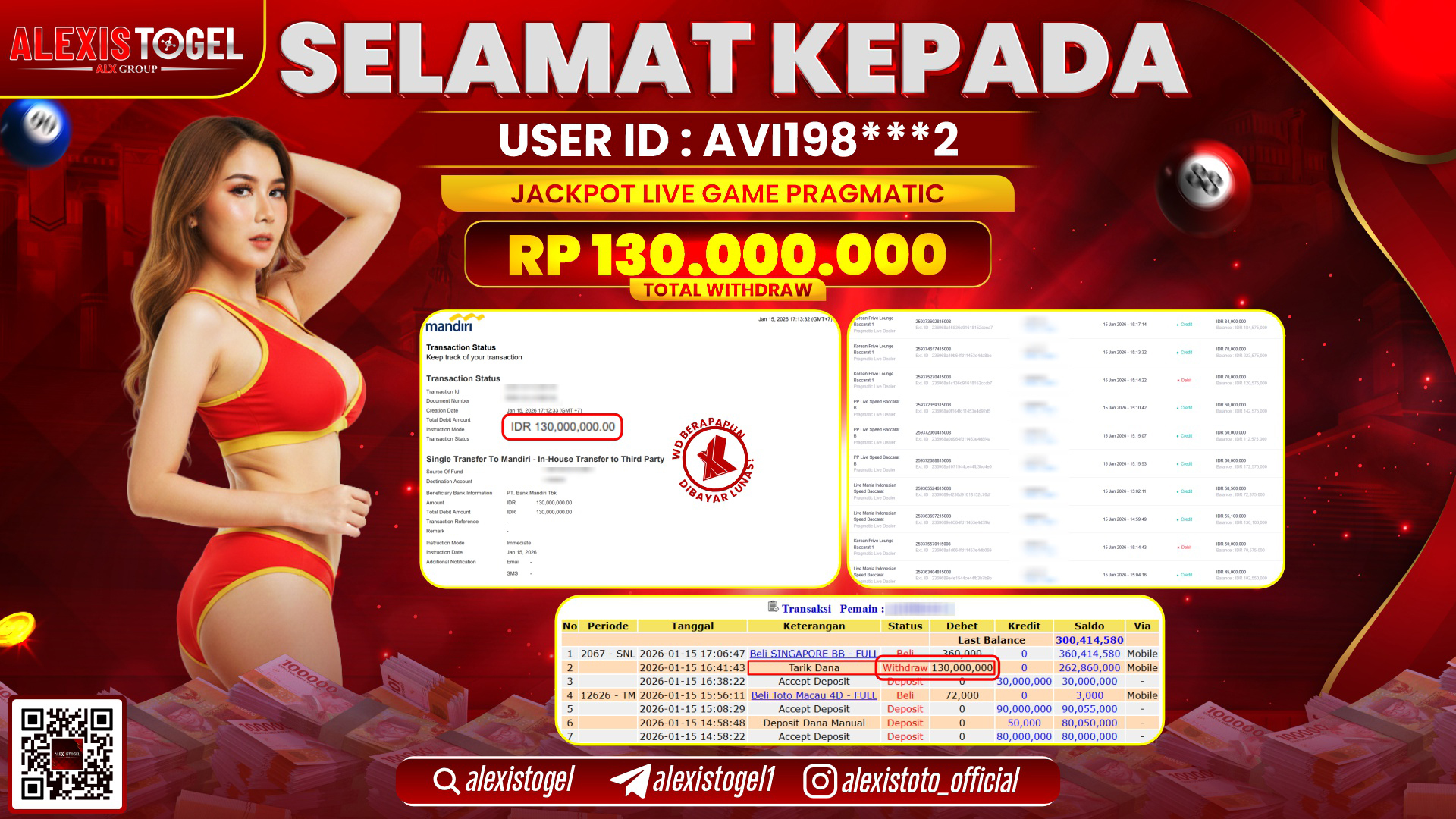 ALEXISTOGEL di LIVE GAME PRAGMATIC RP.130.000.000,- LUNAS