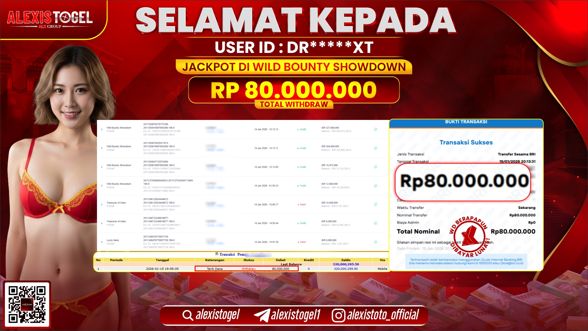 ALEXISTOGEL di SLOT WILD BOUNTY SHOWDOWN RP.80.000.000,- LUNAS