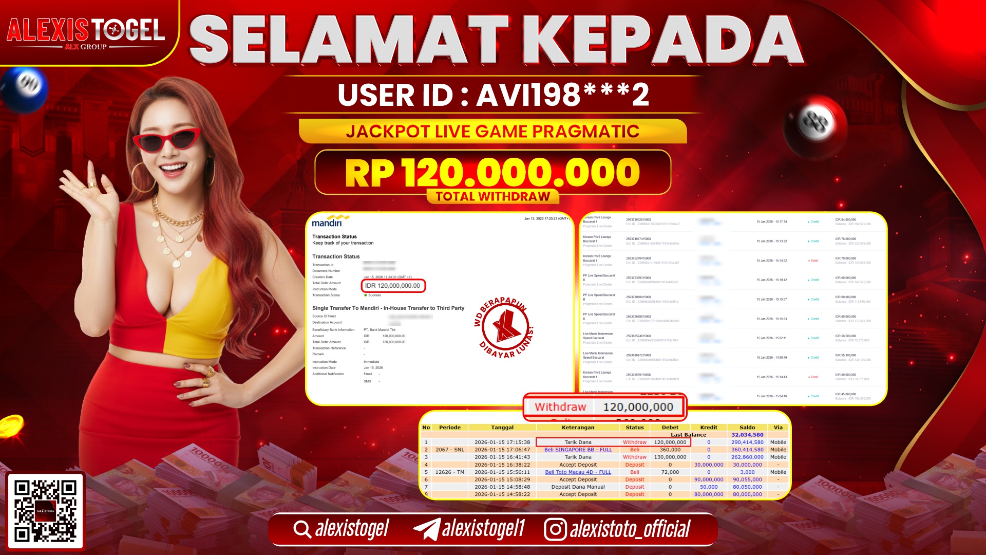 ALEXISTOGEL di LIVE GAME PRAGMATIC RP.120.000.000,- LUNAS