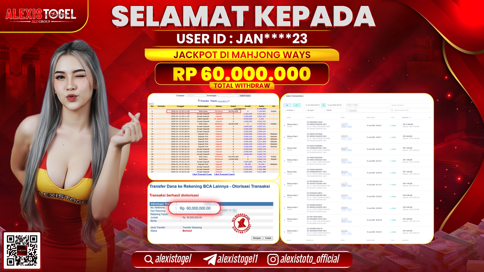 ALEXISTOGEL di SLOT MAHJONG WAYS RP.60.000.000,- LUNAS