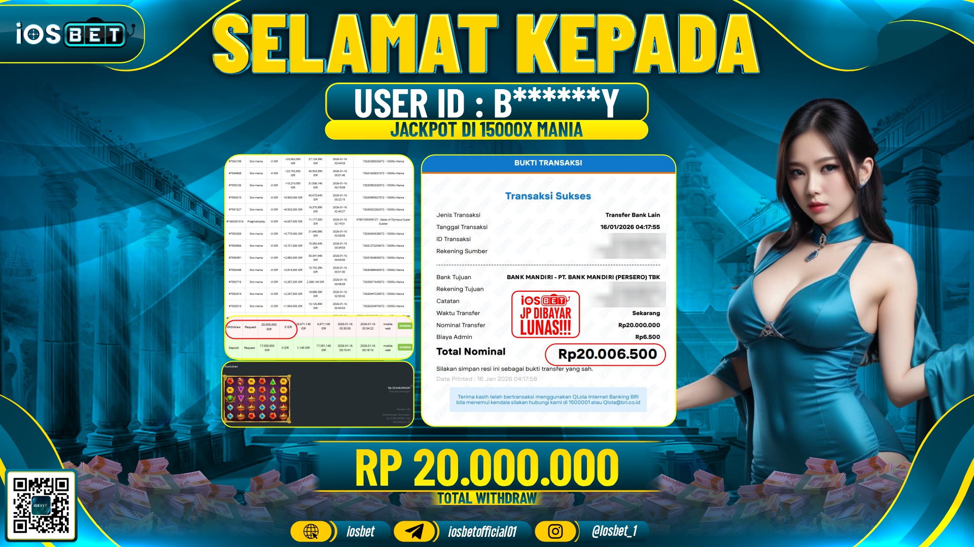 Bukti Pembayaran LUNAS SLOT GAME GACOR Rp.20.000.000,-