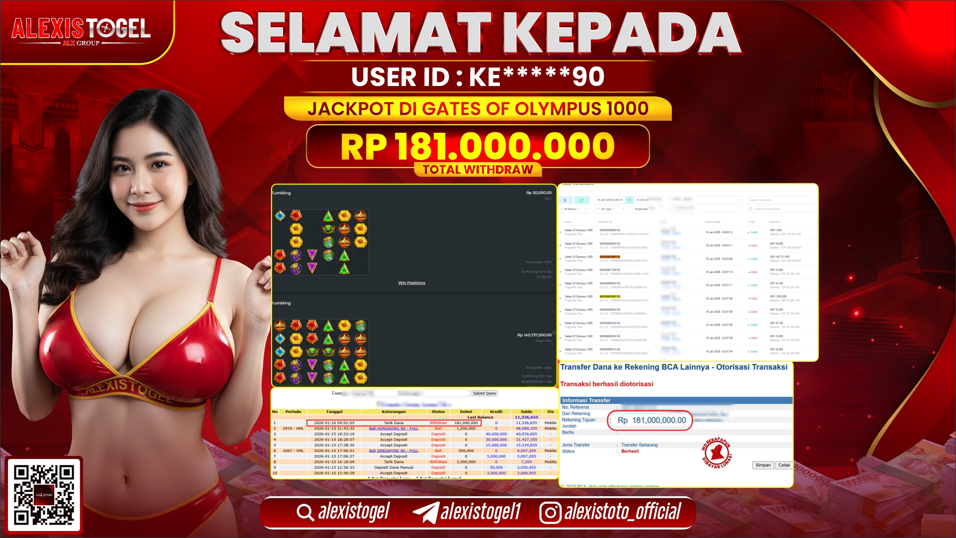 ALEXISTOGEL di SLOT GATES OF OLYMPUS 1000 RP.181.000.000,- LUNAS