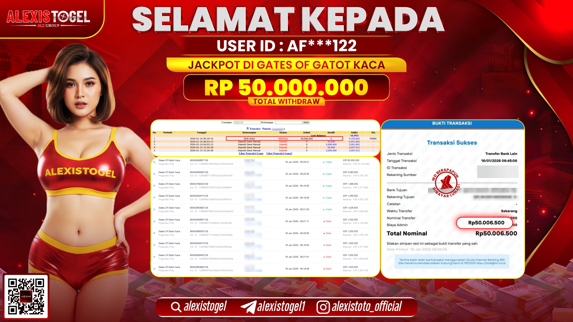 ALEXISTOGEL di SLOT GATES OF GATOT KACA RP.50.000.000,- LUNAS