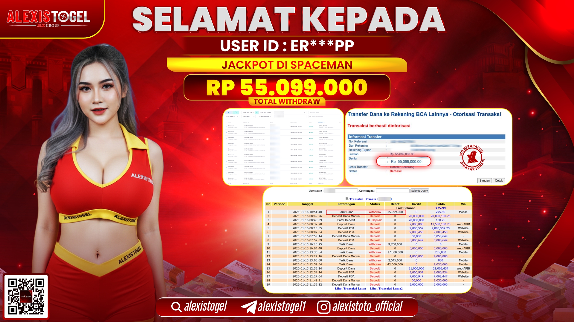 ALEXISTOGEL di SLOT SPACEMAN RP.55.099.000,- LUNAS