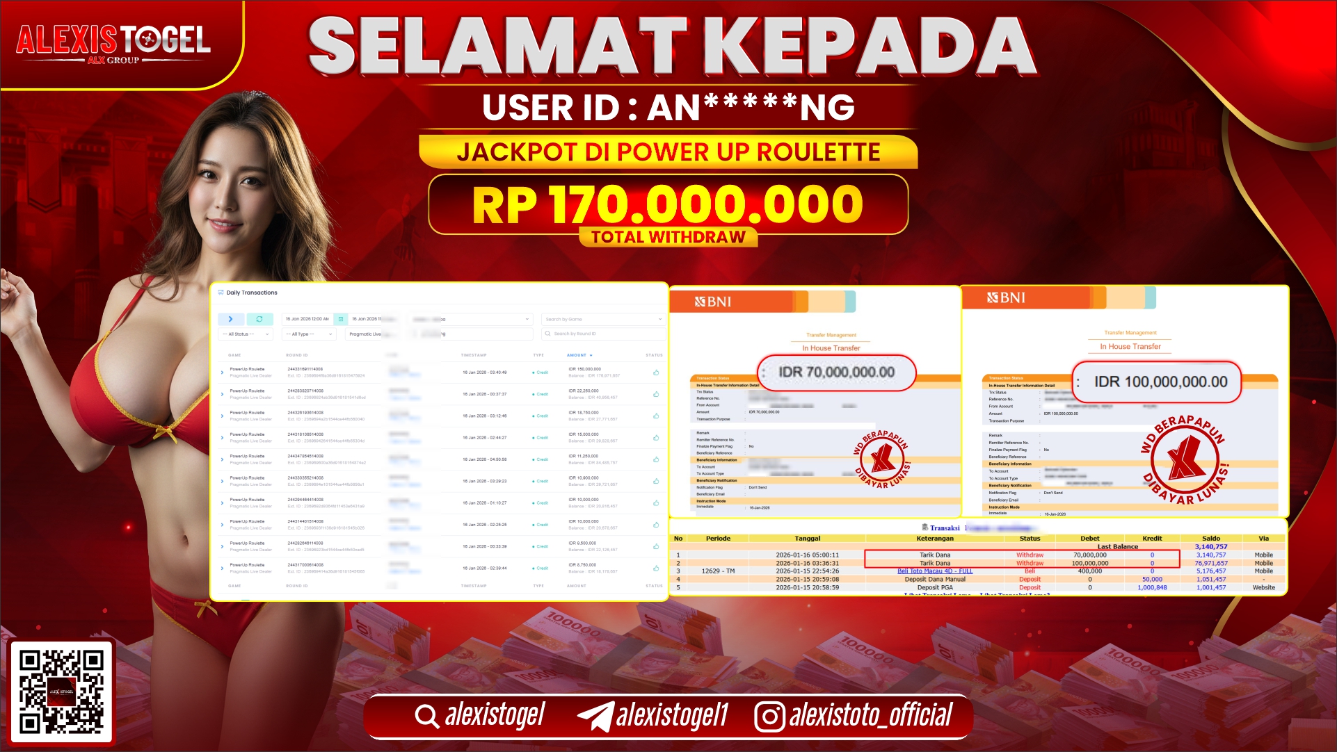 ALEXISTOGEL di PP LIVE DEALER POWER UP ROULETTE RP.170.000.000,- LUNAS