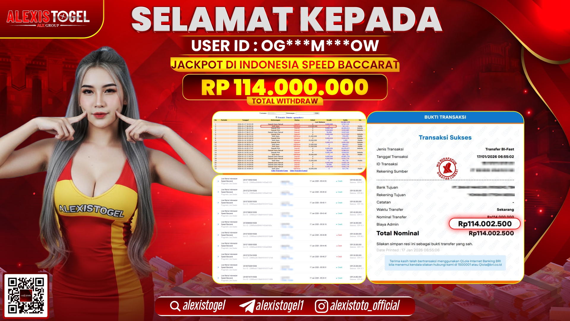 ALEXISTOGEL di PPLD INDONESIA SPEED BACCARAT RP.114.000.000,- LUNAS