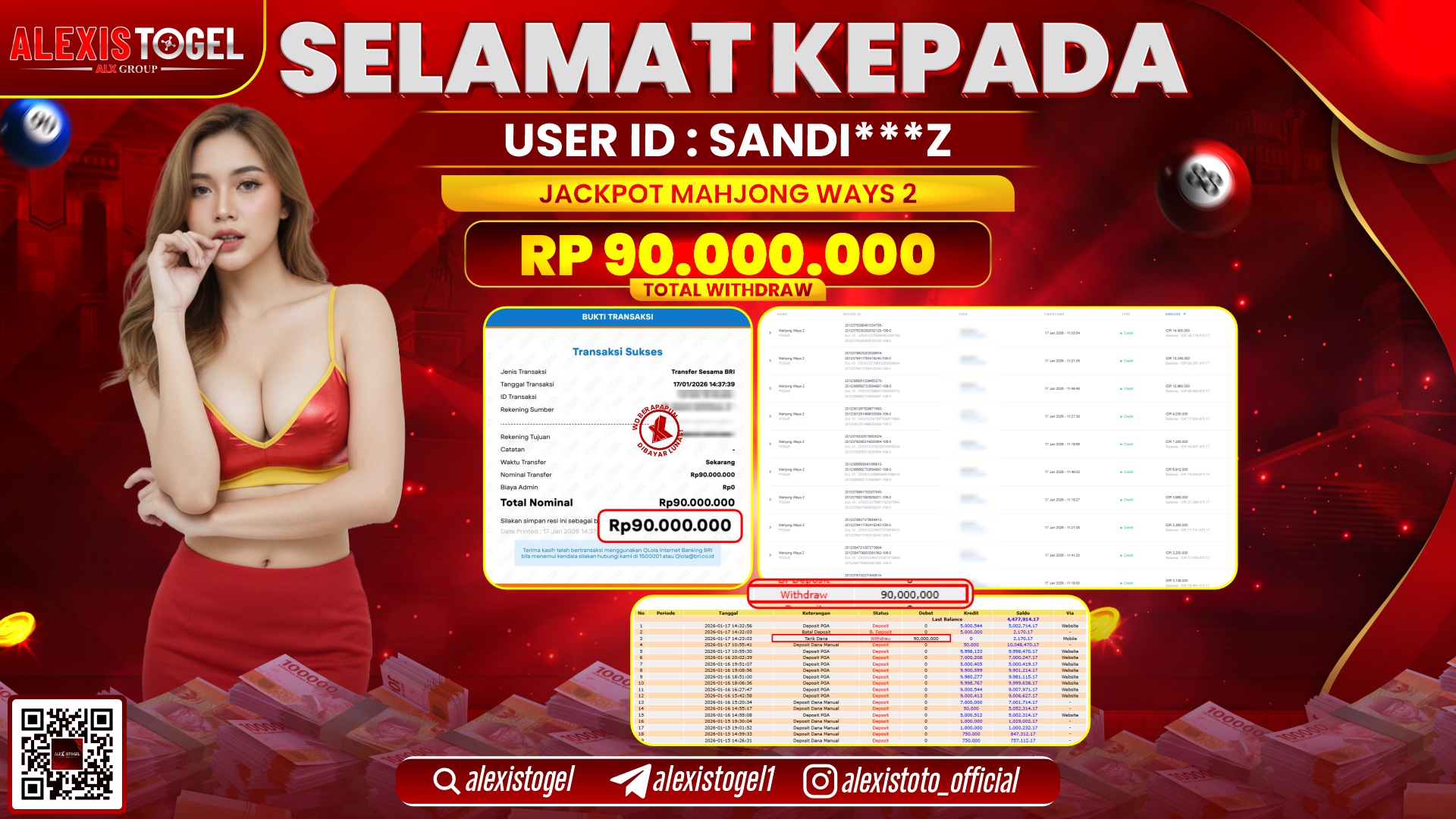 ALEXISTOGEL di SLOT MAHJONG WAYS 2 RP.90.000.000,- LUNAS