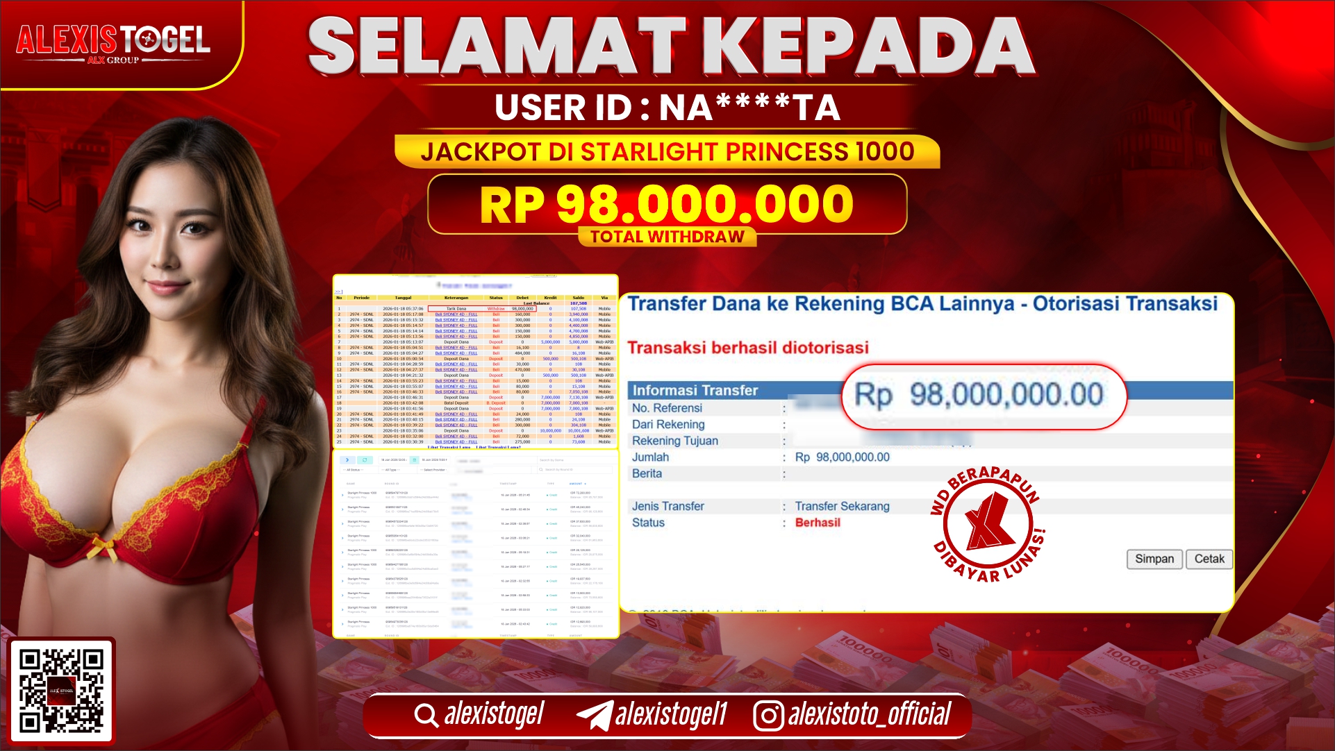 ALEXISTOGEL di SLOT STARLIGHT PRINCESS 1000 RP.98.000.000,- LUNAS