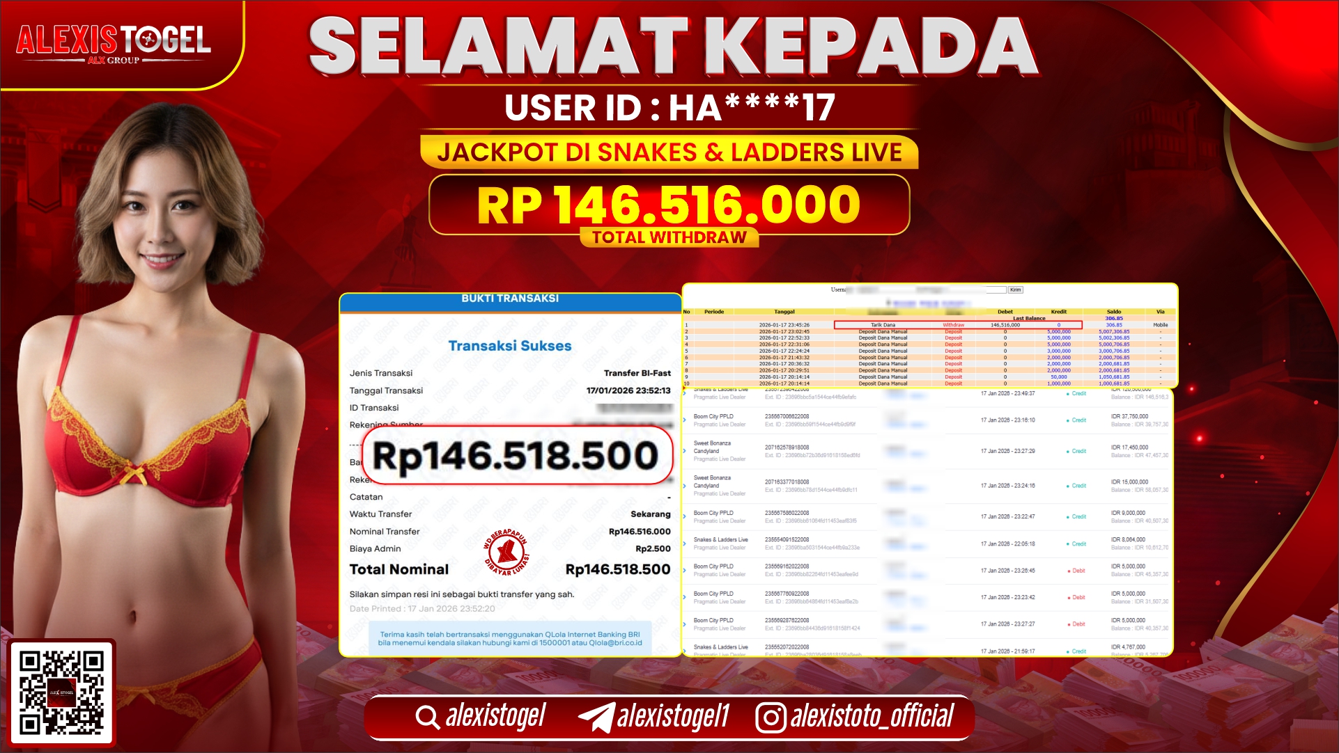 ALEXISTOGEL di PPLD SNAKES & LEDDERS LIVE RP.146.516.000,- LUNAS