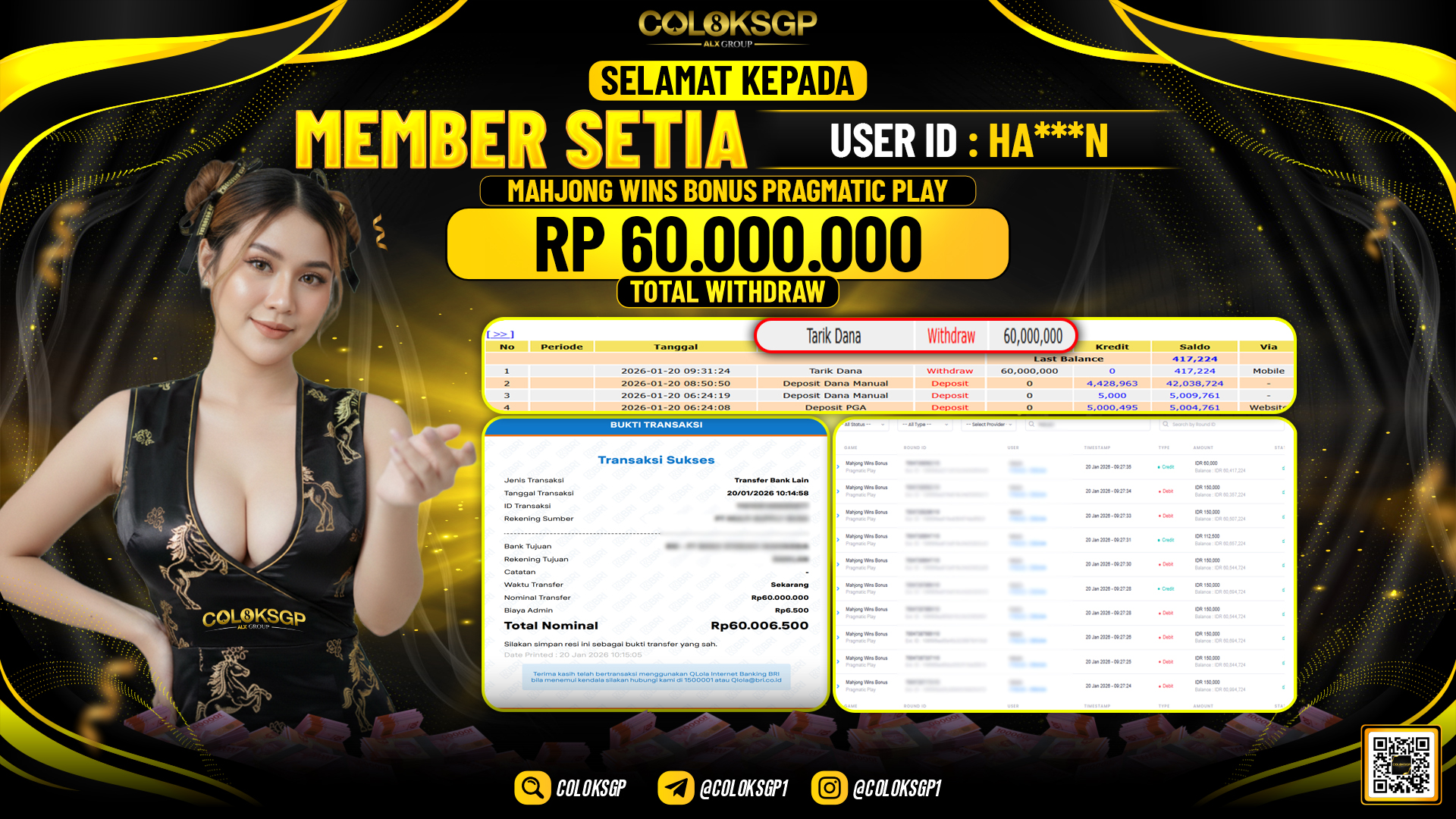 COLOKSGP JACKPOT WINS BONUS PRAMATICPLAY