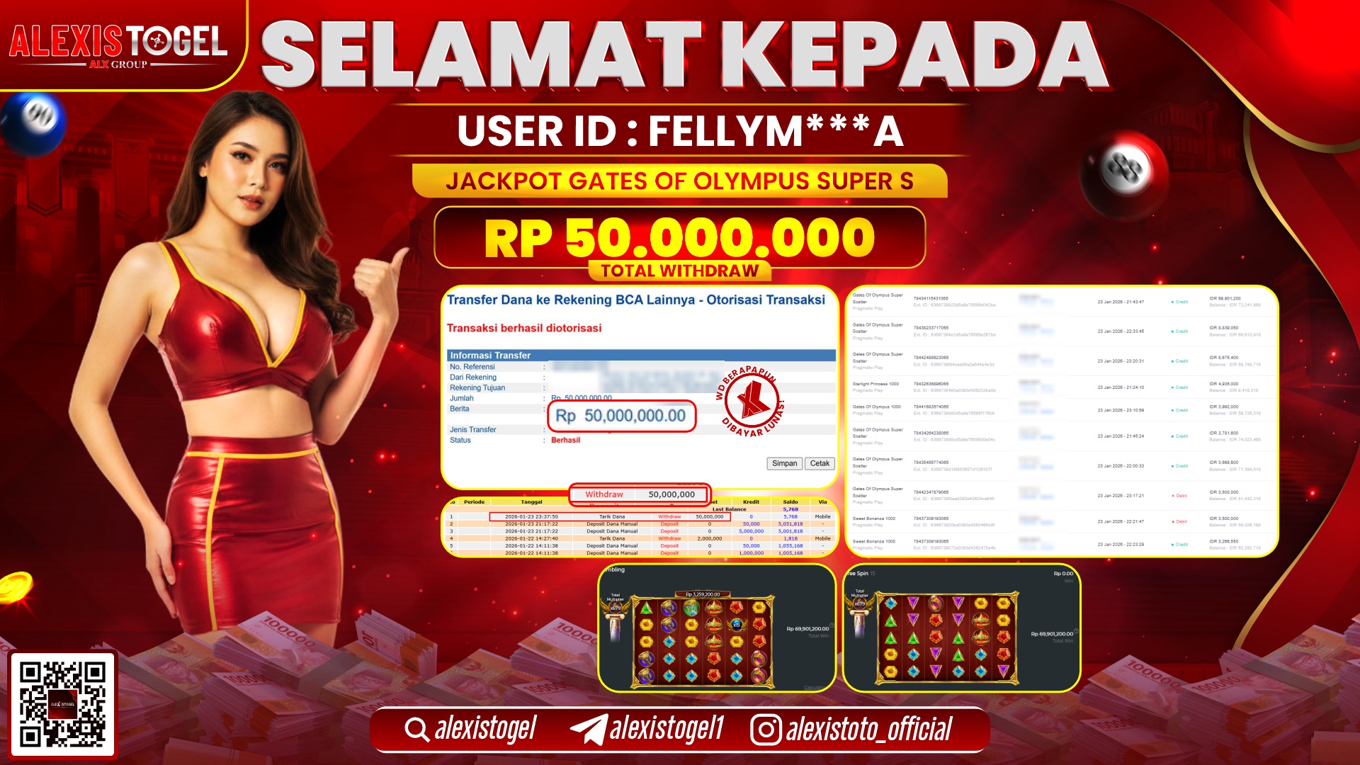 ALEXISTOGEL di SLOT GATES OF OLYMPUS SUPER S RP.50.000.000,- LUNAS