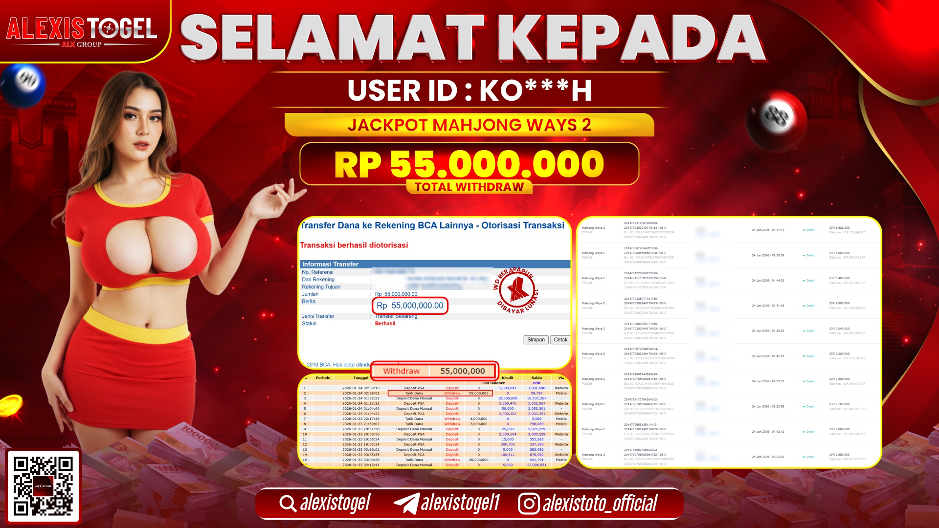 ALEXISTOGEL di SLOT MAHJONG WAYS 2 RP.55.000.000,- LUNAS