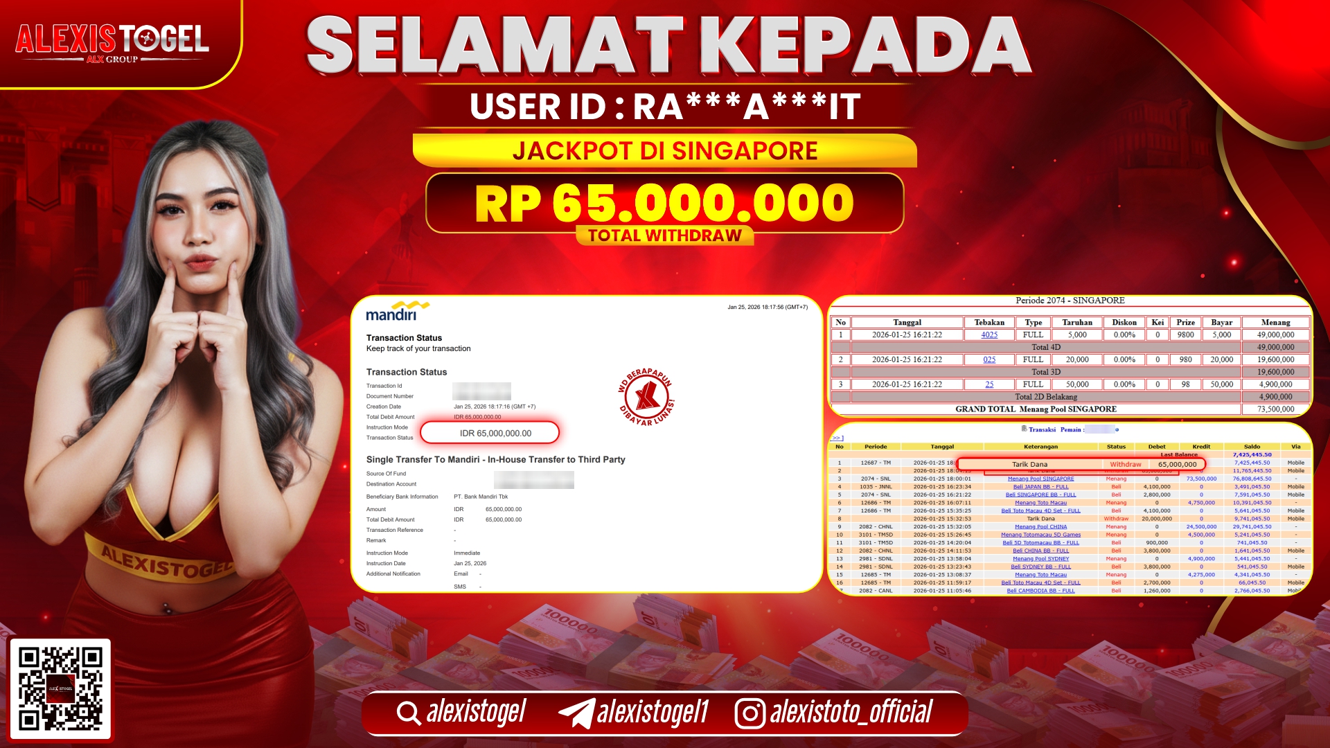 ALEXISTOGEL di TOGEL SINGAPORE RP.65.000.000,- LUNAS