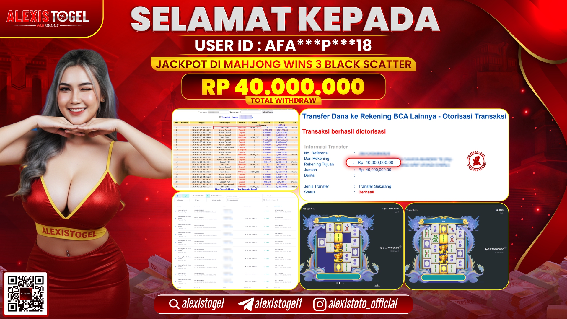 ALEXISTOGEL di SLOT MAHJONG WINS 3 BLACK SCATTER RP.40.000.000,- LUNAS