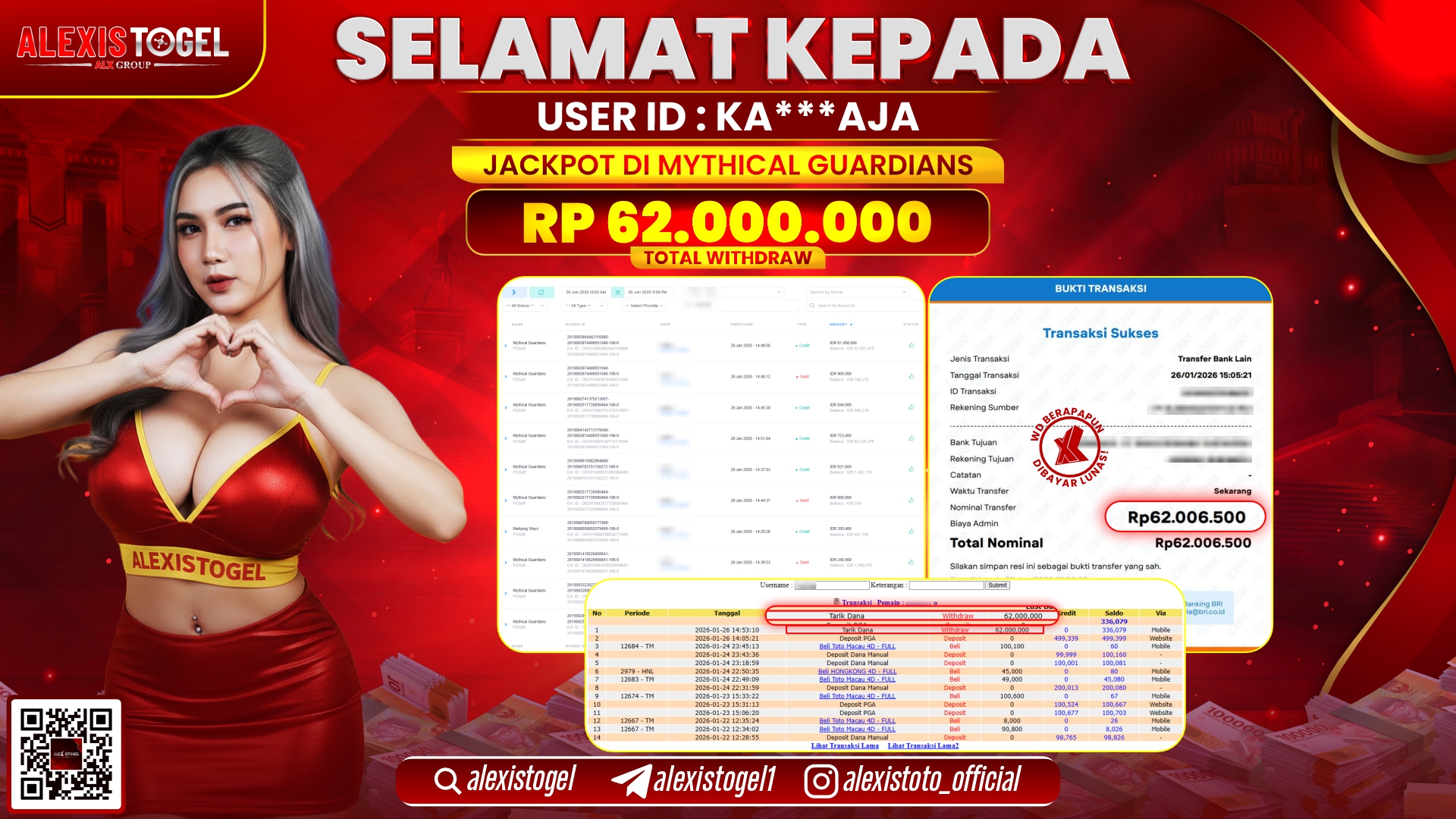 ALEXISTOGEL di SLOT MYTHICAL GUARDIANS RP.62.000.000,- LUNAS