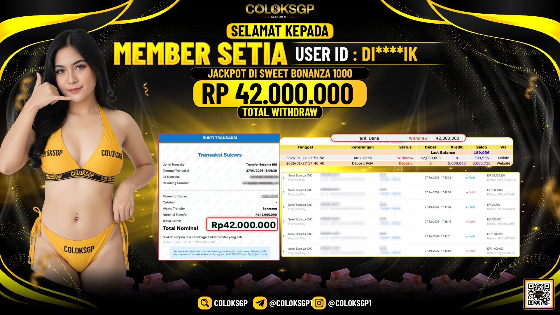 COLOKSGP JACKPOT PRAMATICPLAY SWEET BONANZA 1000