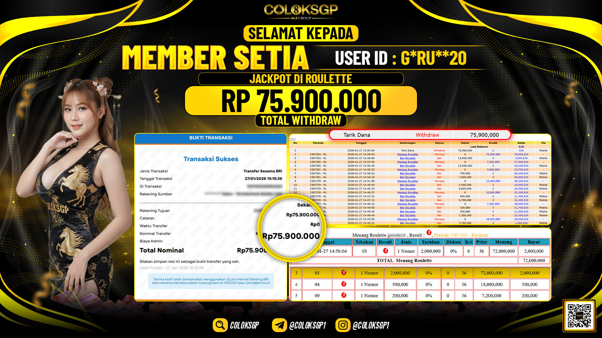 COLOKSGP JACKPOT LIVE CASINO ROULETTE