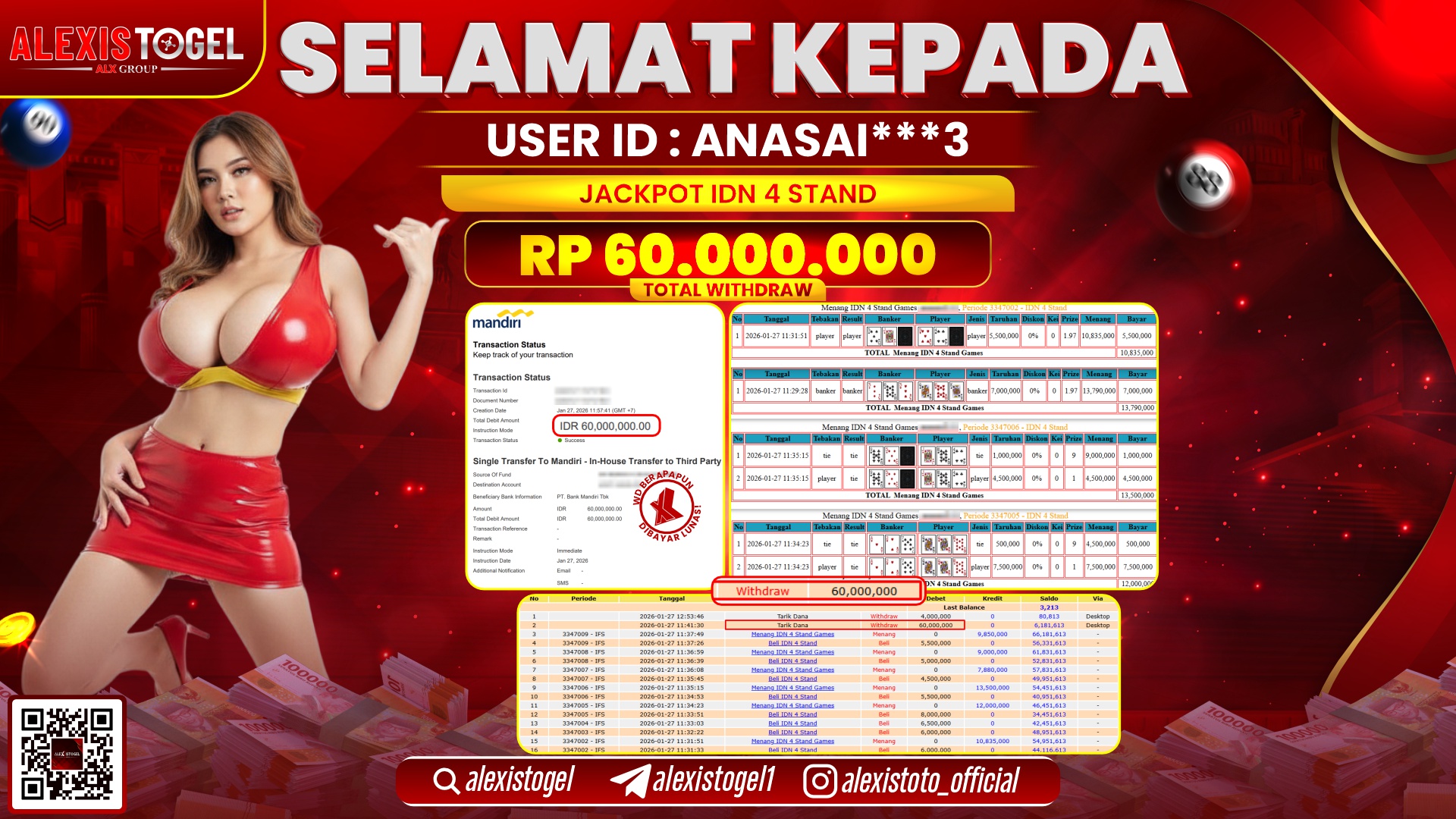 ALEXISTOGEL di IDN 4 STAND RP.60.000.000,- LUNAS