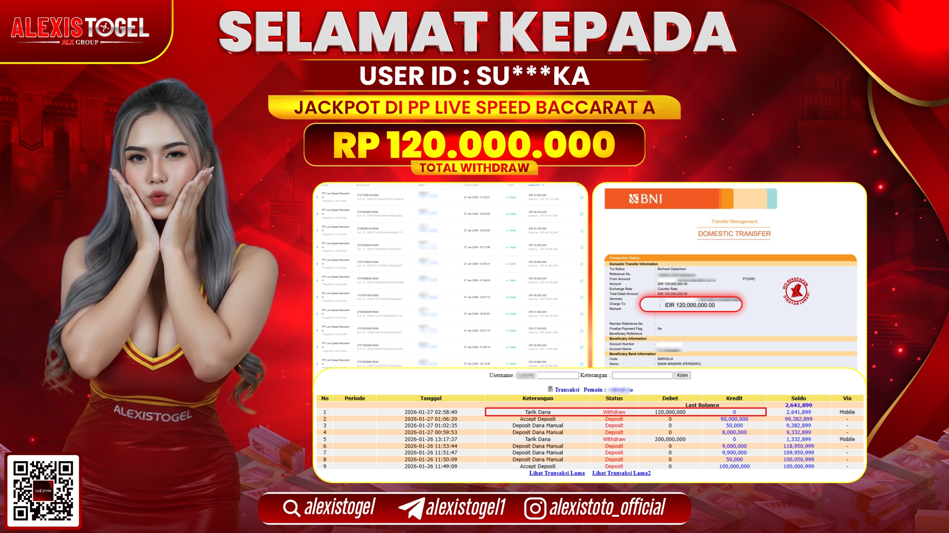 ALEXISTOGEL di PPLD SPEED BACCARAT A RP.120.000.000,- LUNAS