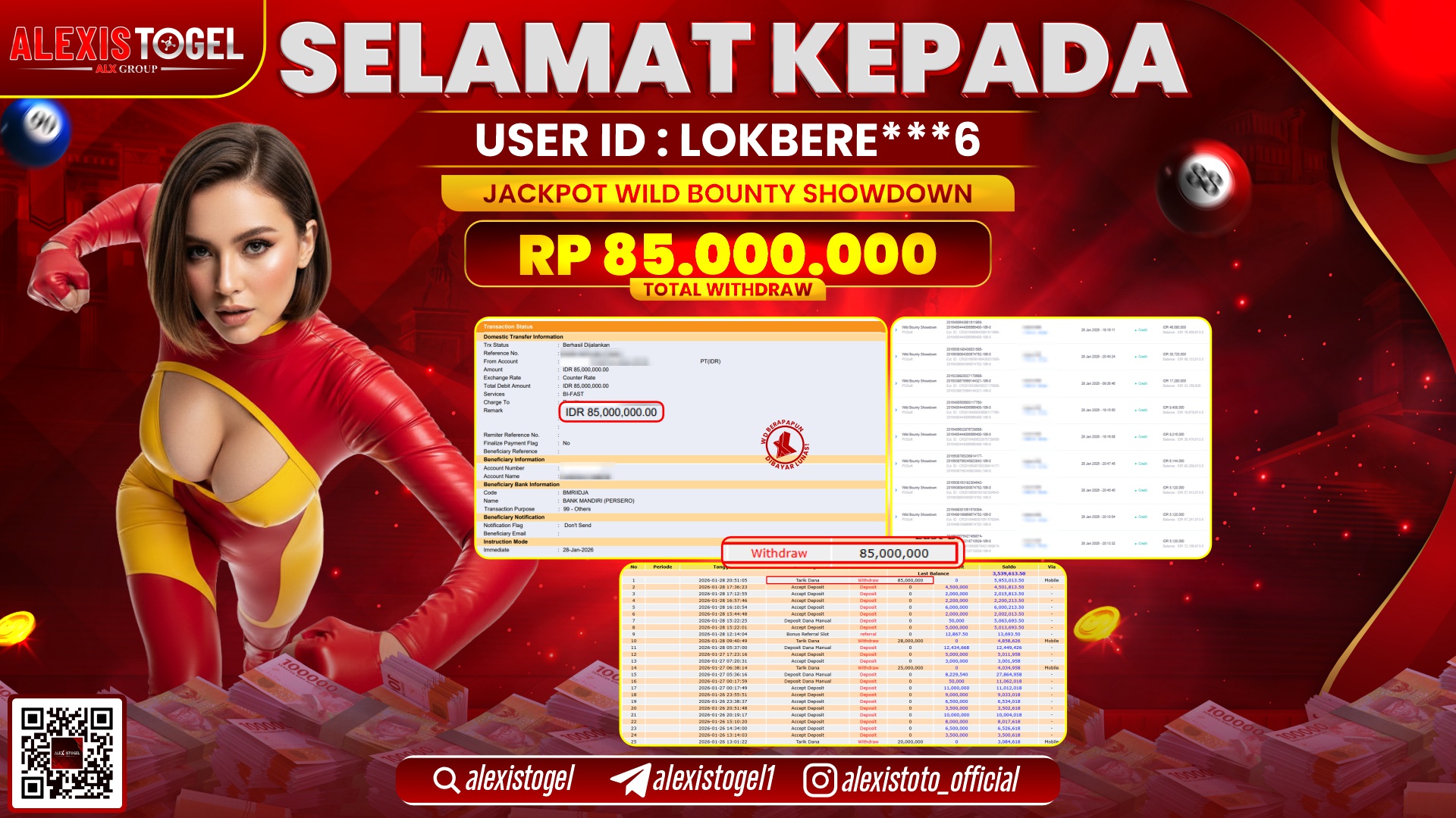 ALEXISTOGEL di SLOT WILD BOUNTY SHOWDOWN RP.85.000.000,- LUNAS