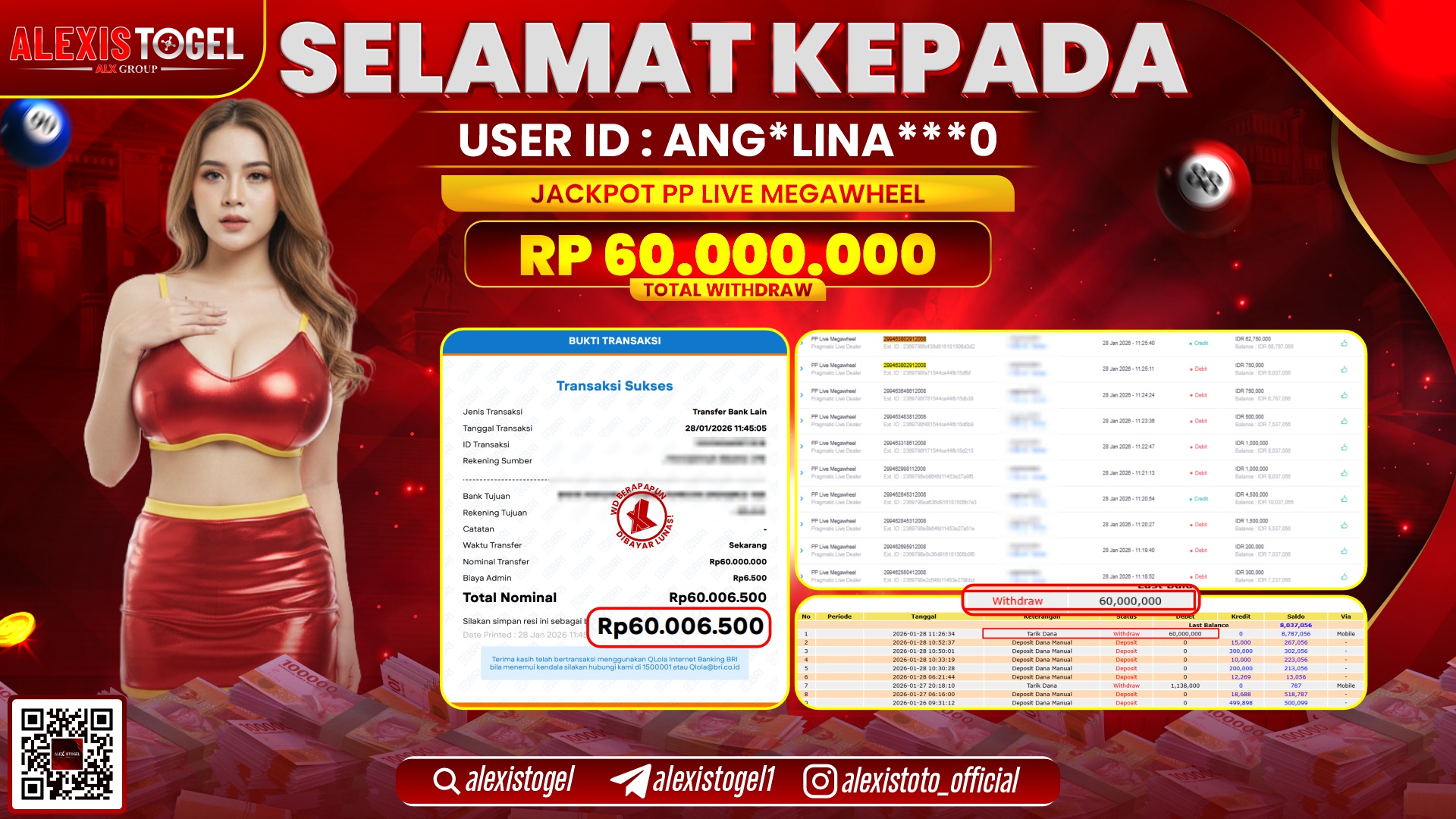 ALEXISTOGEL di PP LIVE MEGAWHEEL RP.60.000.000,- LUNAS