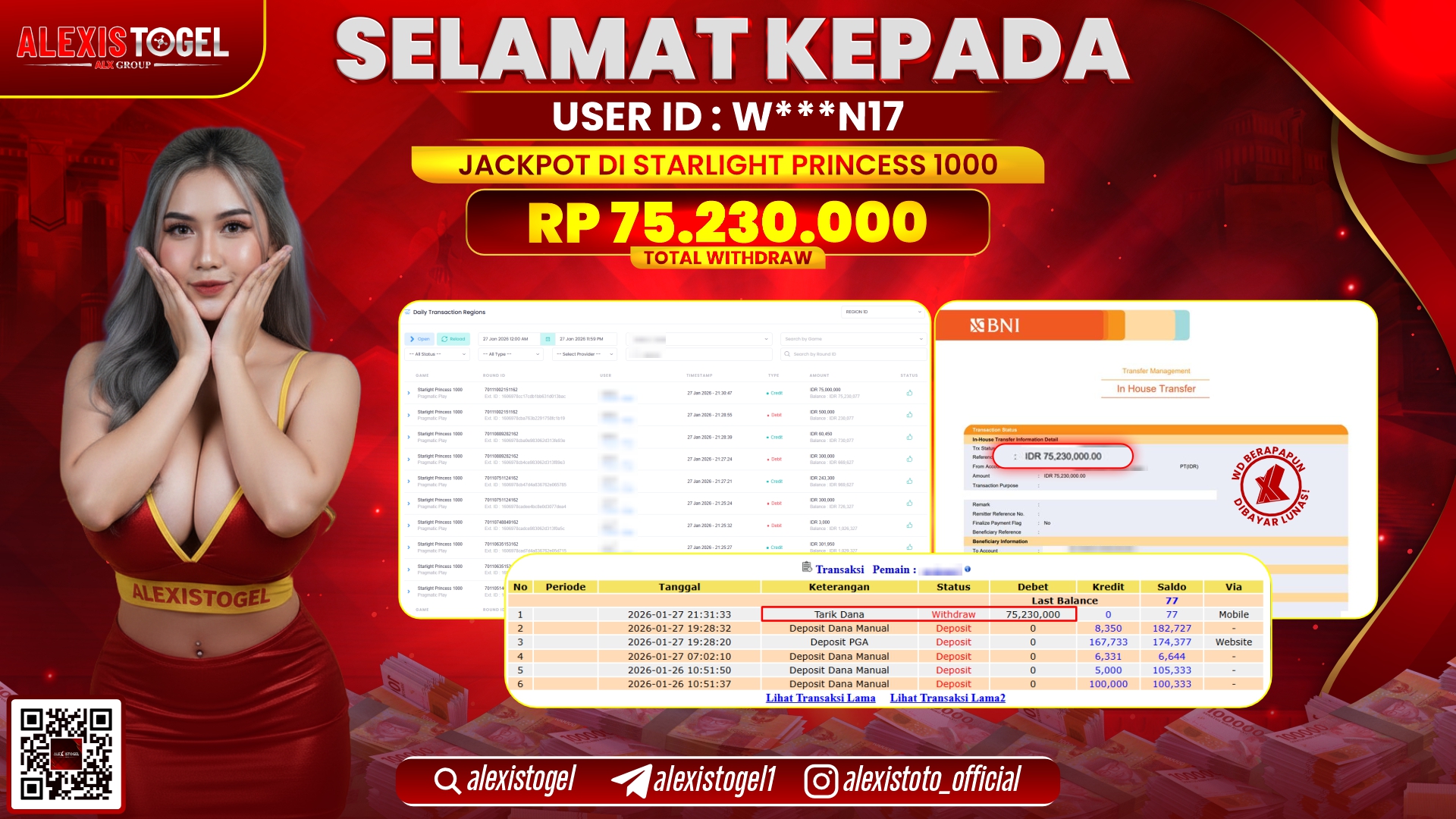 ALEXISTOGEL di SLOT STARLIGHT PRINCESS 1000 RP.75.230.000,- LUNAS