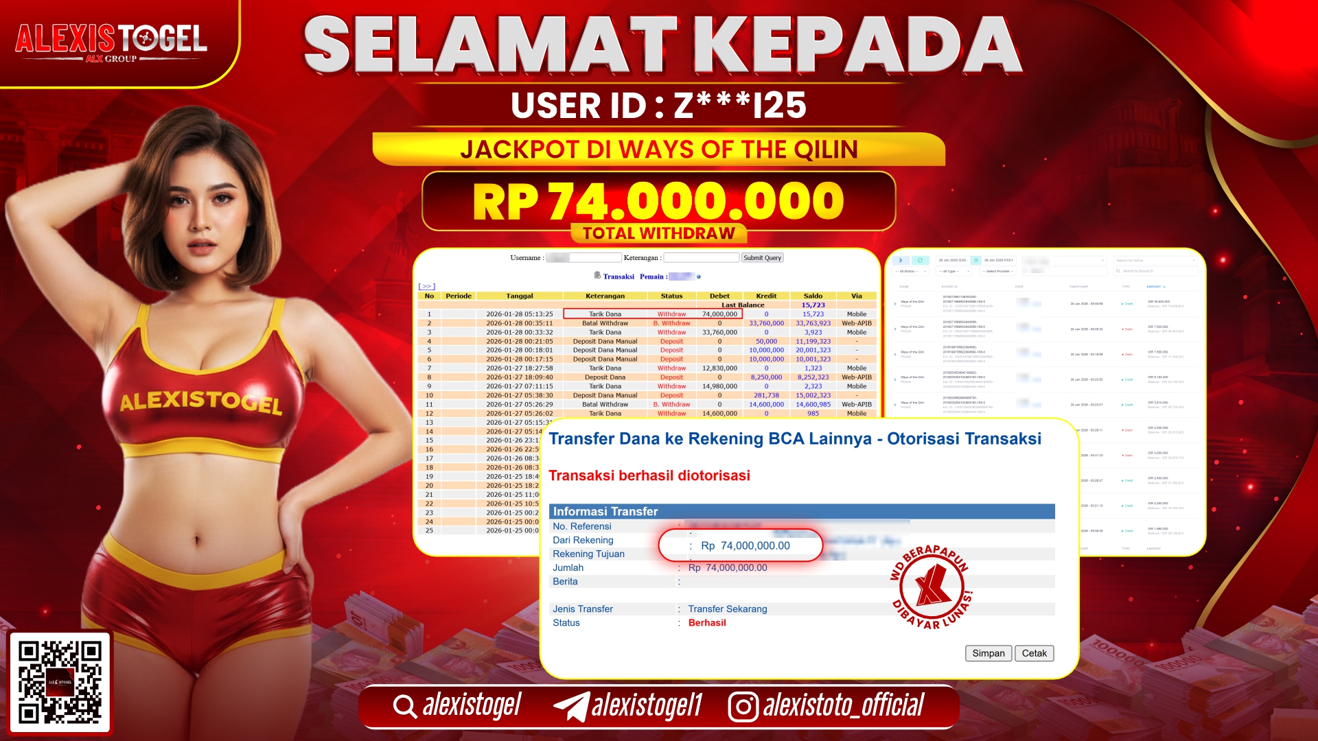 ALEXISTOGEL di SLOT WAYS OF THE QILIN RP.74.000.000,- LUNAS