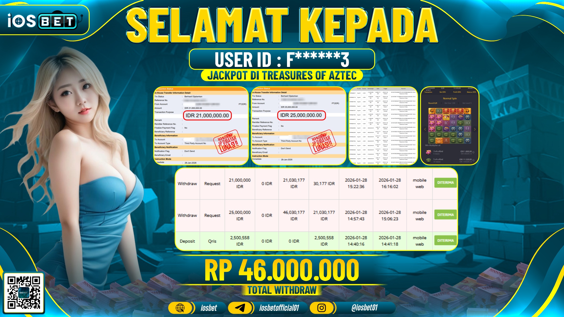 Bukti Pembayaran LUNAS SLOT GAME GACOR Rp.46.000.000,-