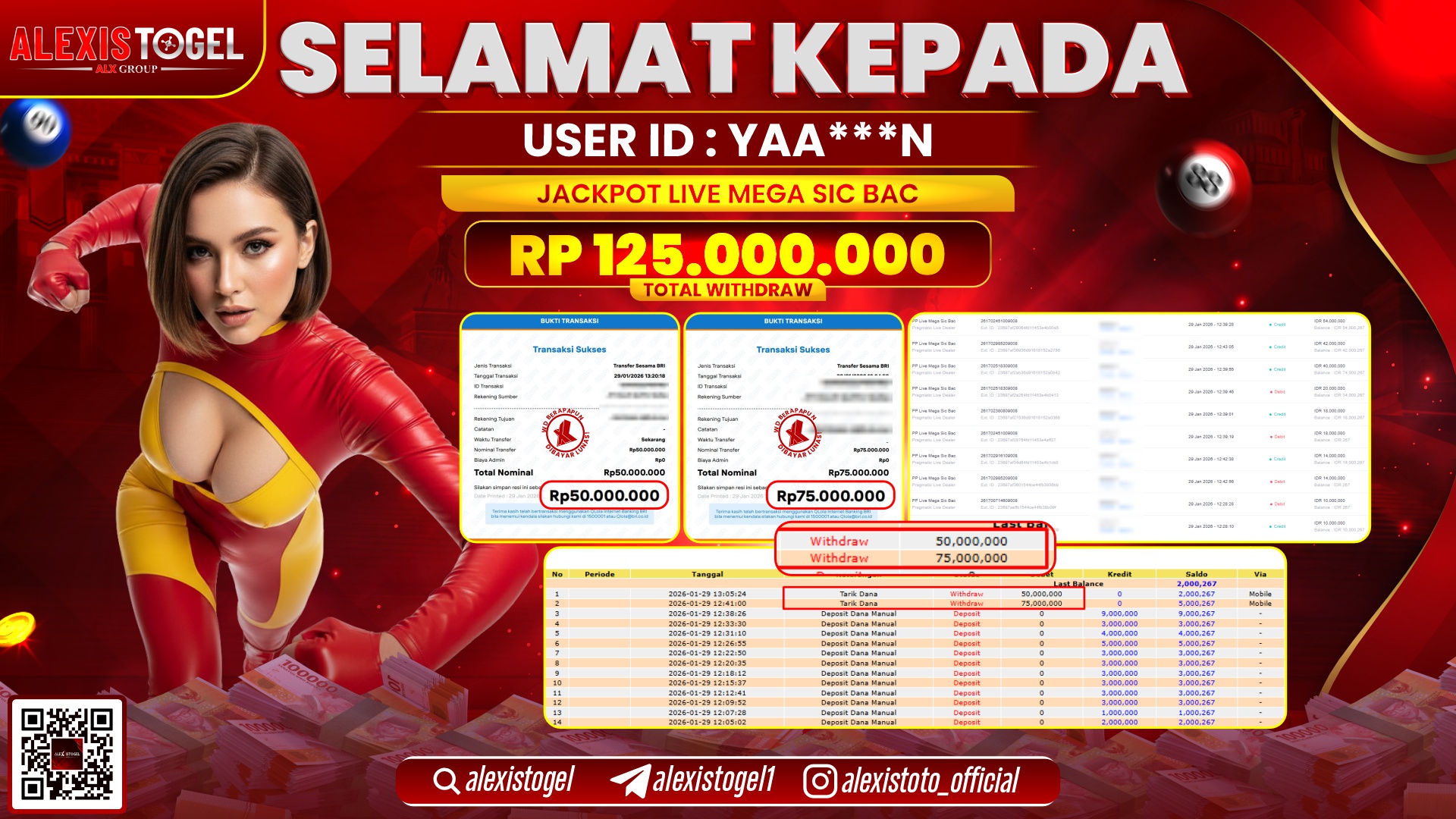 ALEXISTOGEL di PPLD MEGA SIC BAC RP.125.000.000,- LUNAS