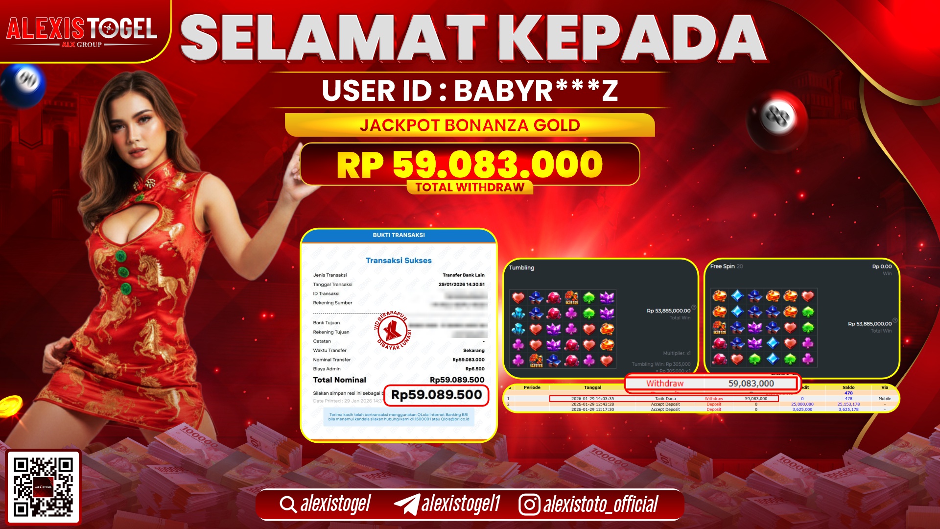 ALEXISTOGEL di SLOT SWEET BONANZA GOLD RP.59.083.000,- LUNAS