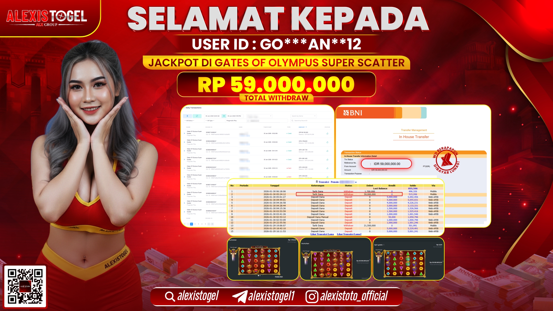 ALEXISTOGEL di SLOT GATES OF OLYMPUS SUPER SCATTER RP.59.000.000,- LUNAS