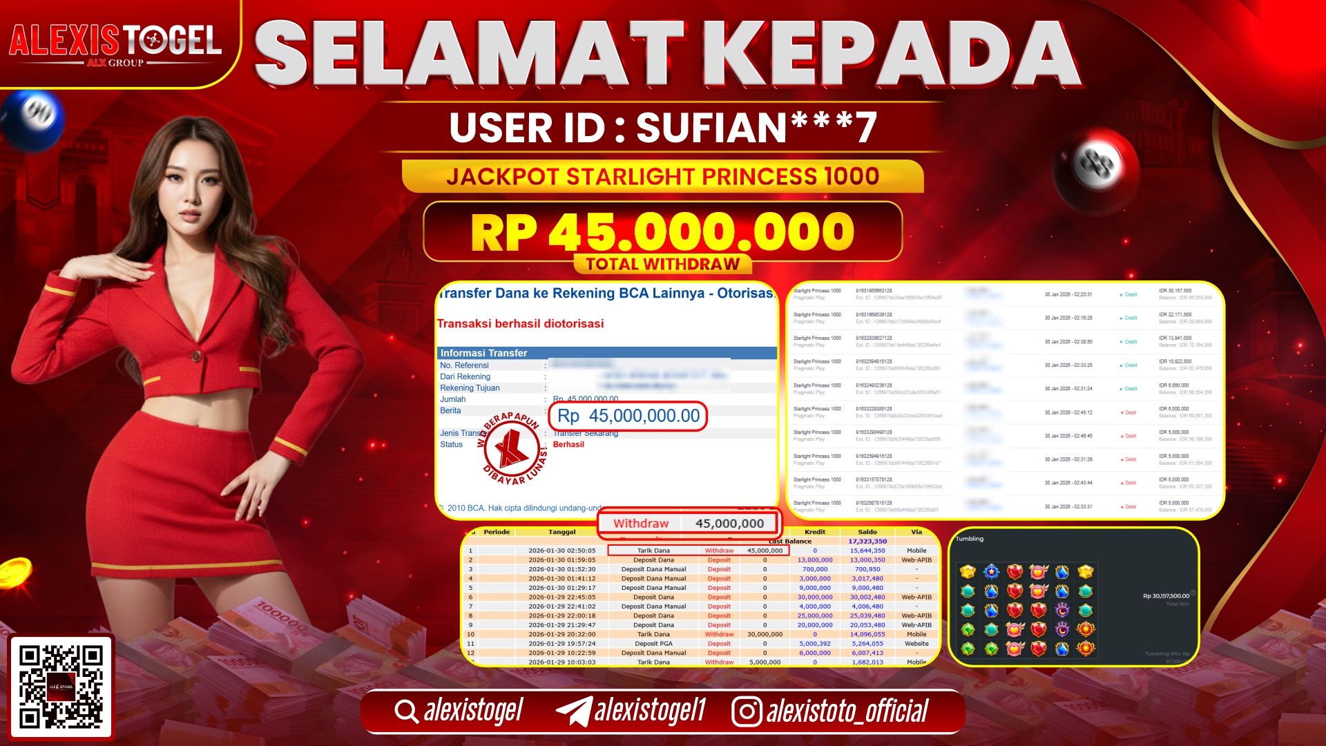 ALEXISTOGEL di SLOT STARLIGHT PRINCESS 1000 RP.45.000.000,- LUNAS