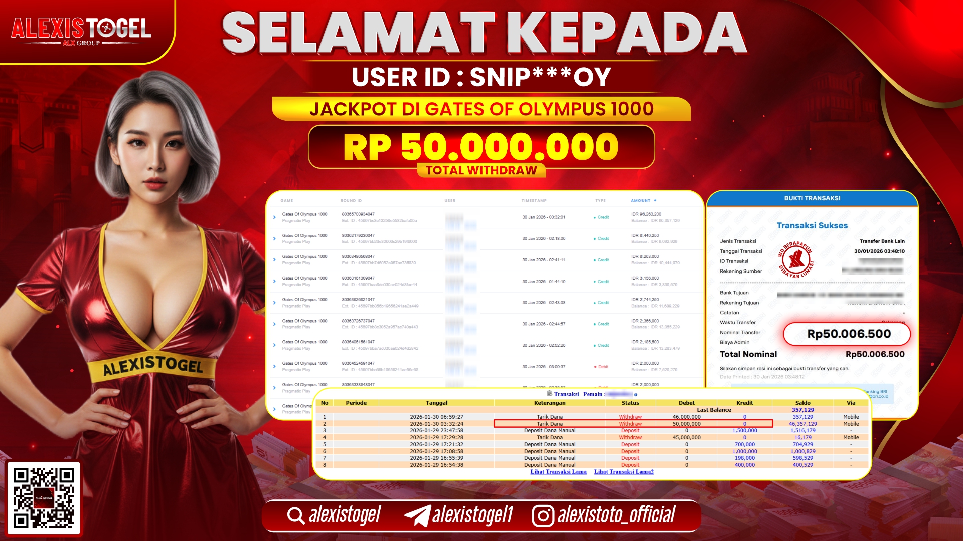 ALEXISTOGEL di SLOT GATES OF OLYMPUS 1000 RP.50.000.000,- LUNAS