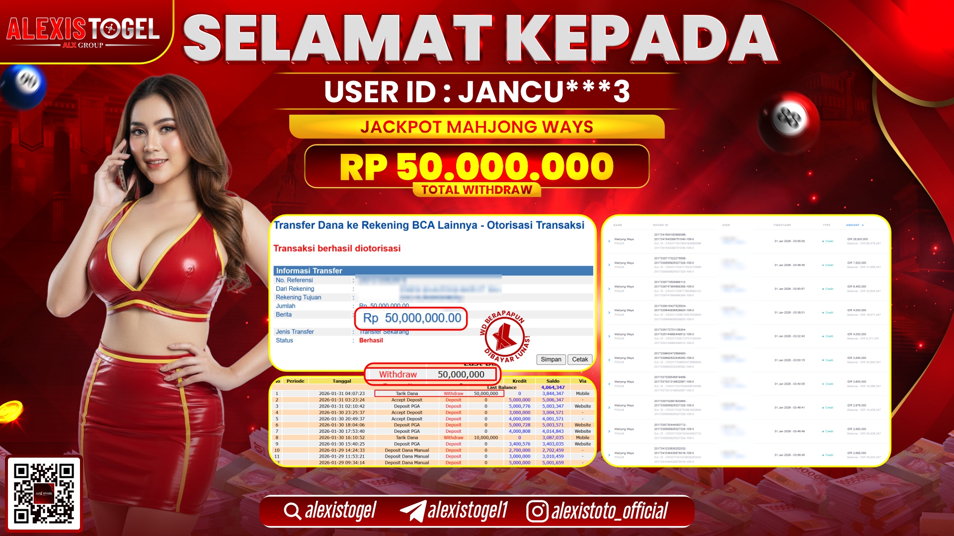 ALEXISTOGEL di SLOT MAHJONG WAYS RP.50.000.000,- LUNAS