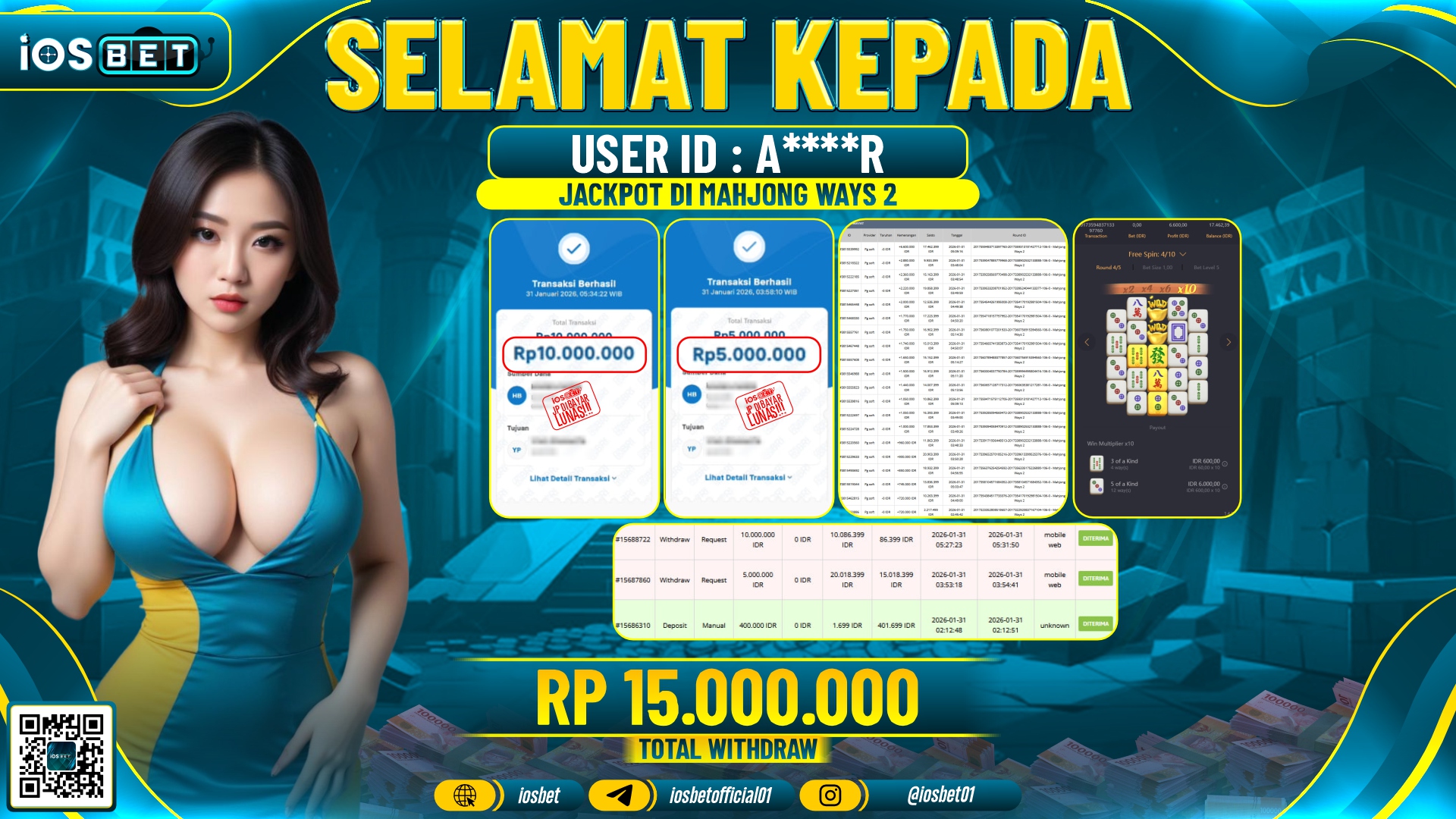 Bukti Pembayaran LUNAS SLOT GAME GACOR Rp.15.000.000,-