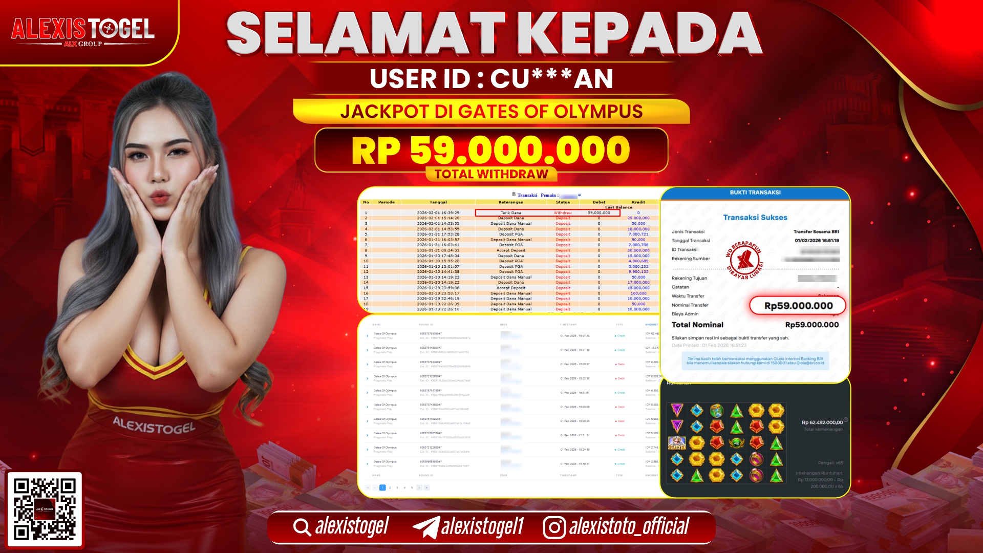 ALEXISTOGEL di SLOT GATES OF OLYMPUS RP.59.000.000,- LUNAS