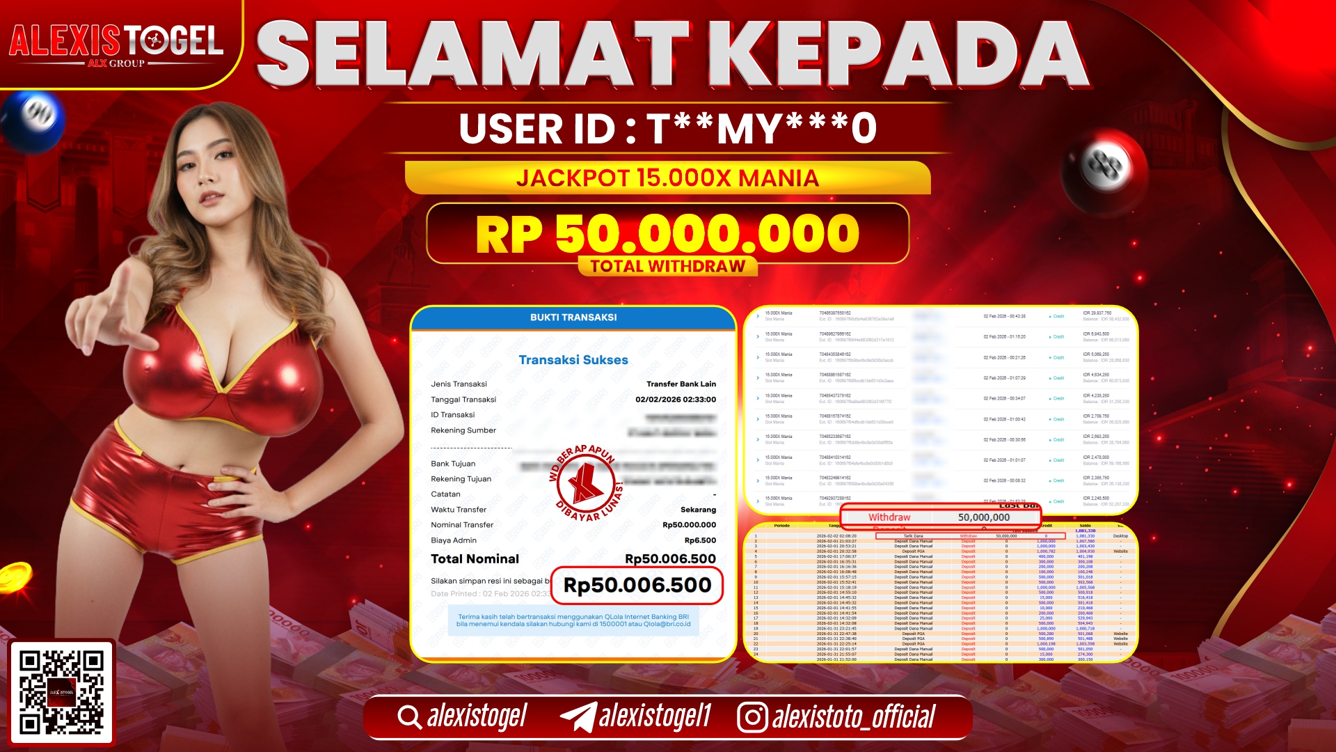 ALEXISTOGEL di SLOT 15.000 X MANIA RP.50.000.000,- LUNAS