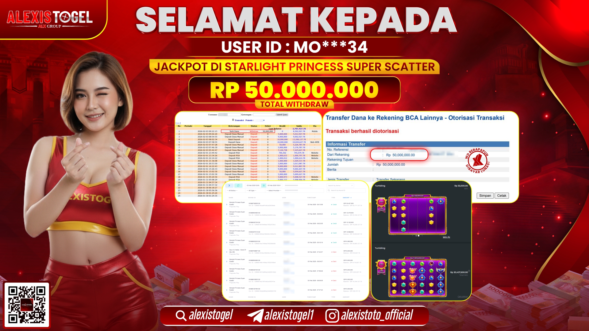 ALEXISTOGEL di SLOT STARLIGHT PRINCESS SUPER SCATTER RP.50.000.000,- LUNAS
