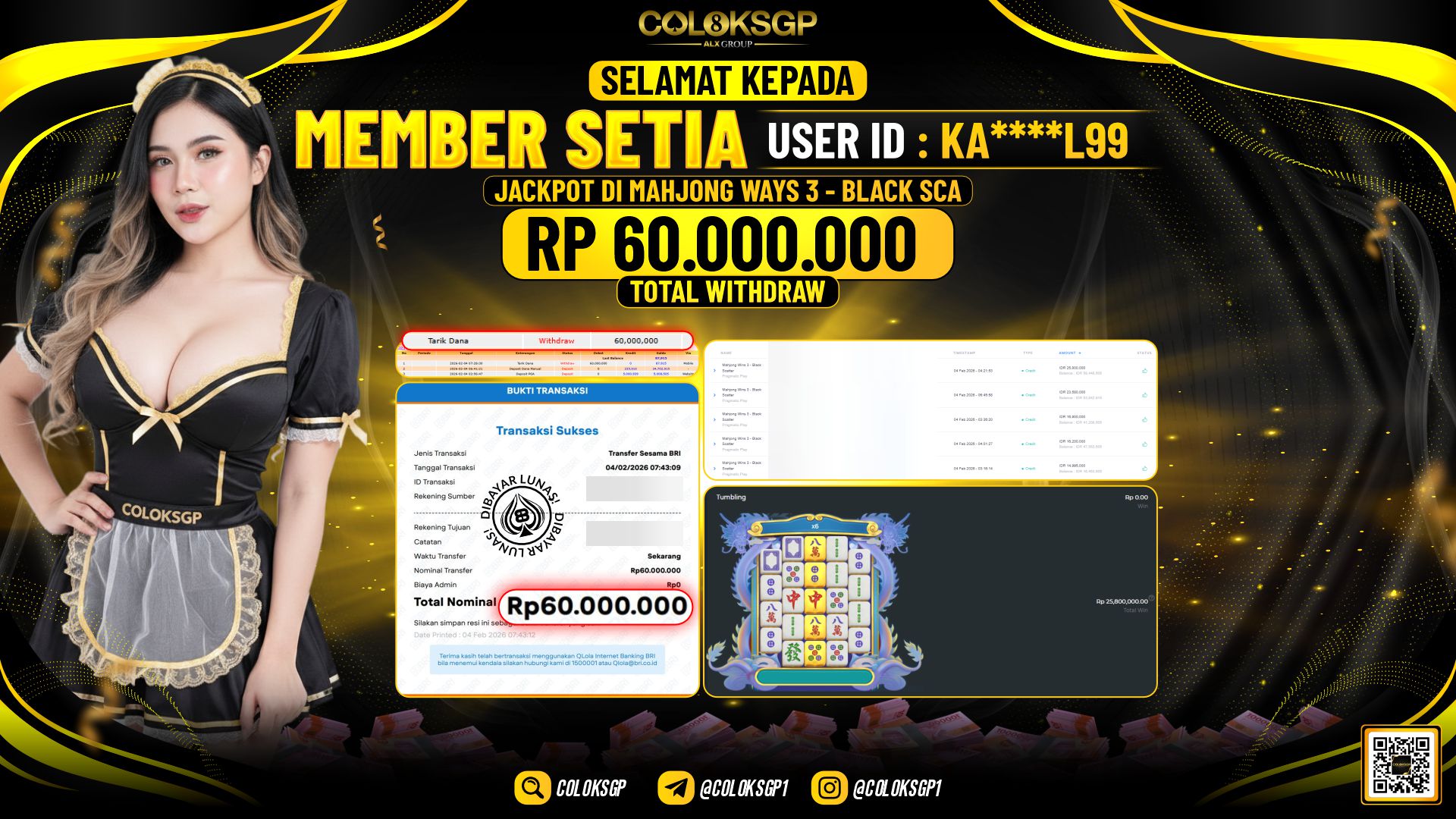 COLOKSGP JACKPOT MAHJONG WINS 3 - BLACK SCATTER  SLOT PP