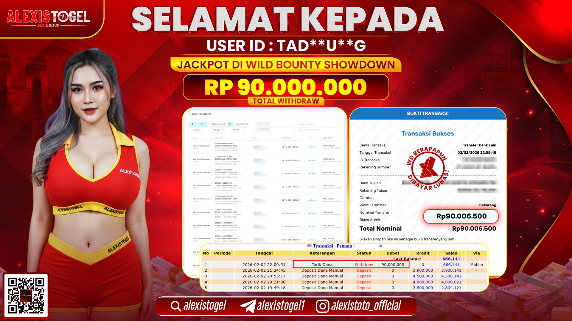 ALEXISTOGEL di SLOT WILD BOUNTY SHOWDOWN RP.90.000.000,- LUNAS