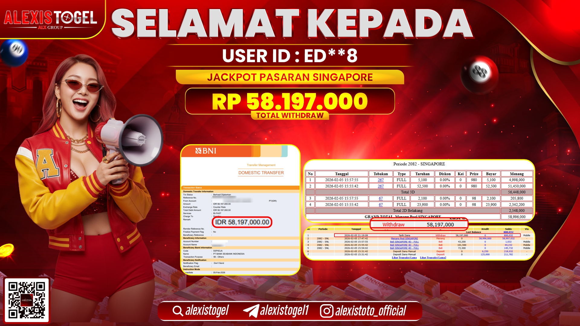 ALEXISTOGEL di TOGEL SINGAPORE RP.58.197.000,- LUNAS