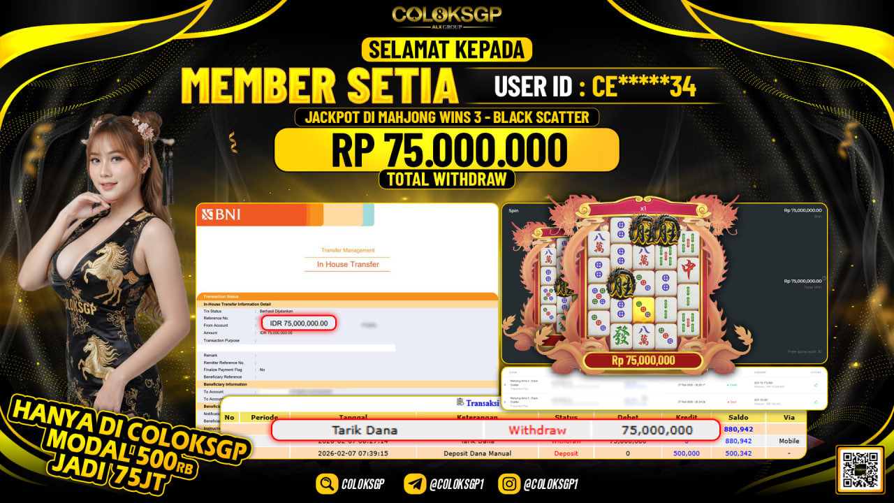 COLOKSGP JACKPOT DI MAHJONG WINS 3 - BLACK SCATTER