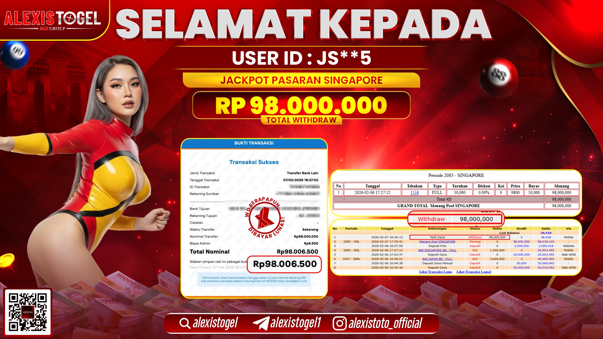 ALEXISTOGEL di TOGEL SINGAPORE RP.98.000.000,- LUNAS 