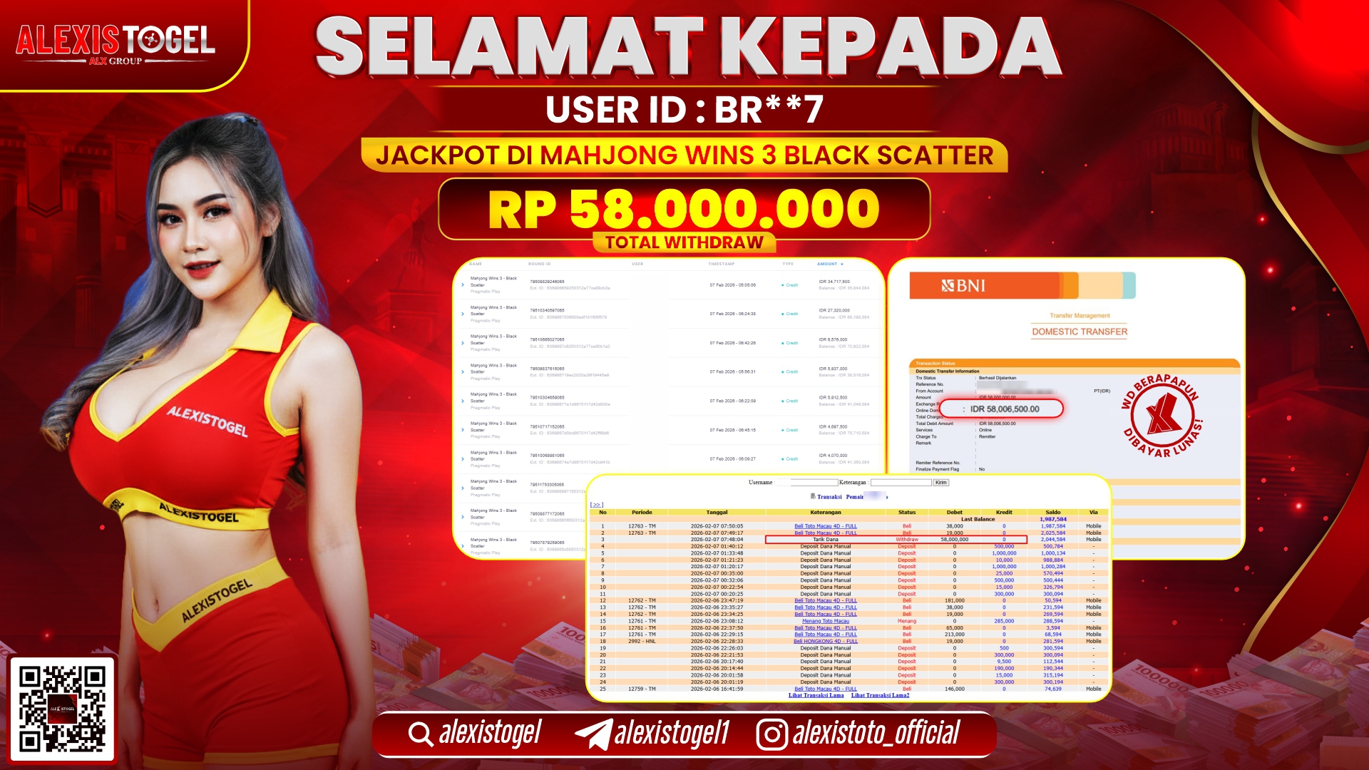 ALEXISTOGEL di SLOT MAHJONG WINS 3 BLACK SCATTER RP.58.000.000,- LUNAS 