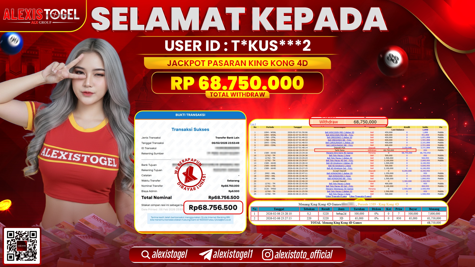 ALEXISTOGEL di TOGEL KING KONG 4D RP.68.750.000,- LUNAS 