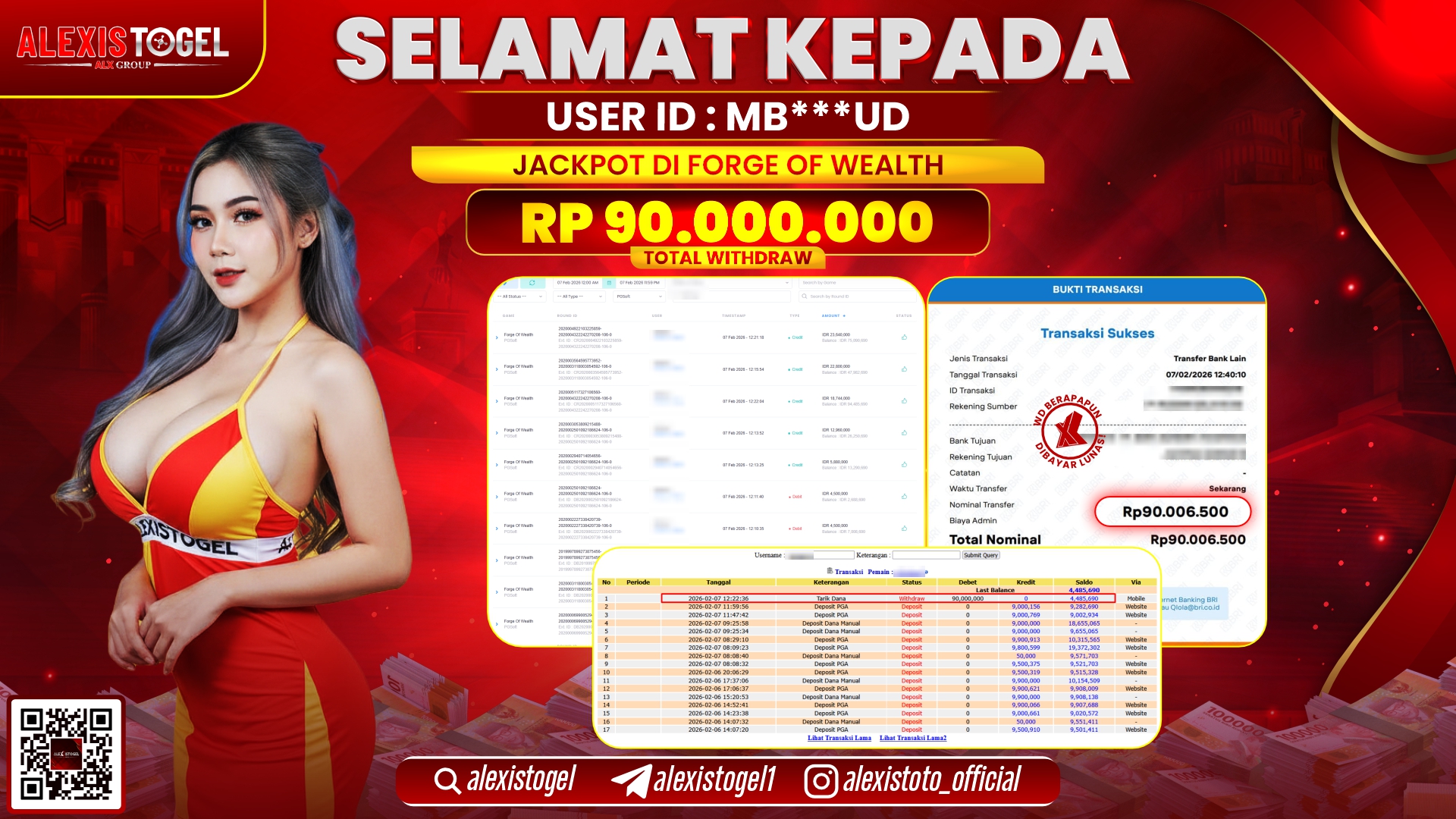 ALEXISTOGEL di SLOT FORGE OF WEALTH RP.90.000.000,- LUNAS 