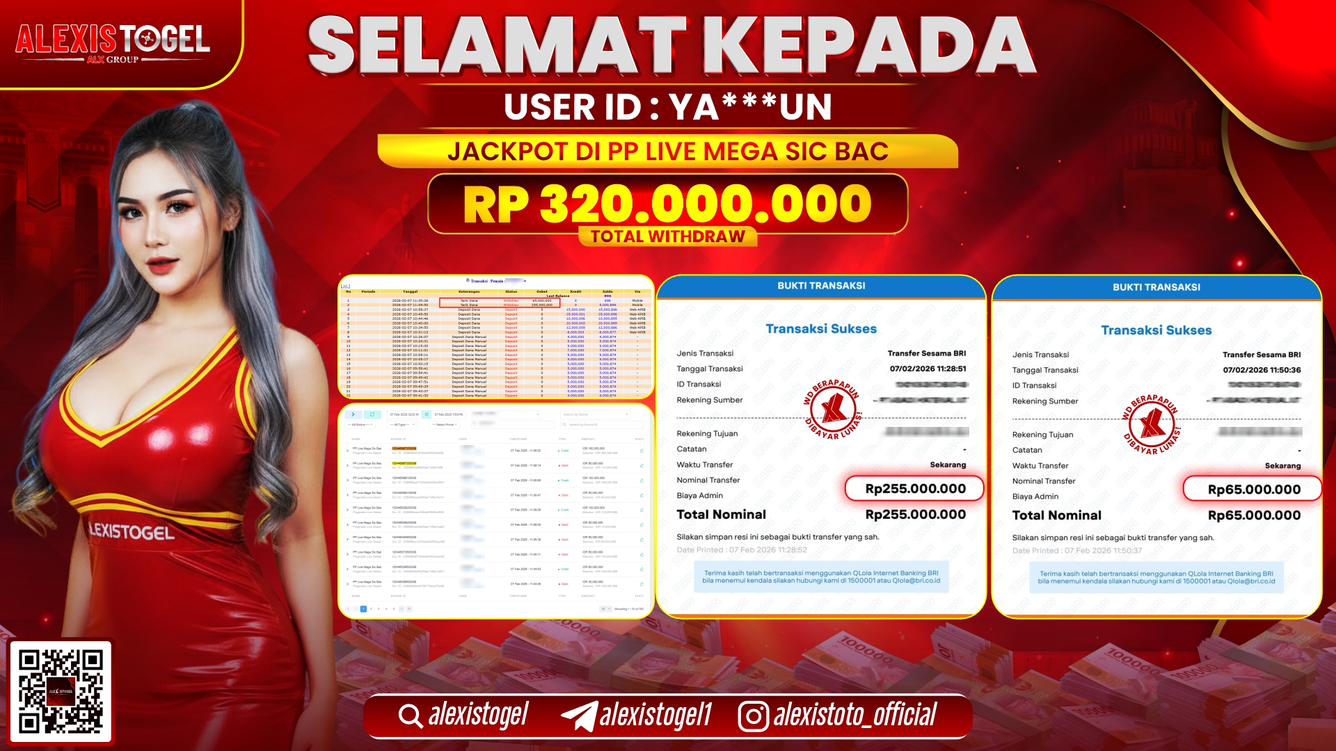 ALEXISTOGEL di PP LIVE MEGA SIC BAC RP.320.000.000,- LUNAS 