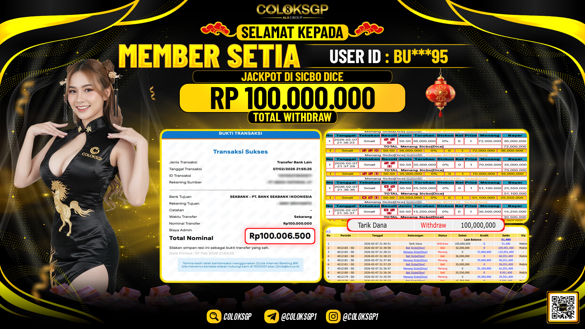 COLOKSGP JACKPOT DI SICBO DICE