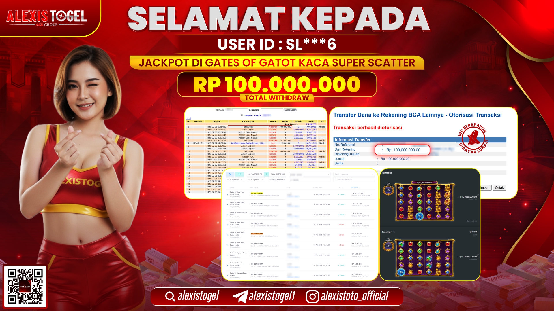ALEXISTOGEL di SLOT GATES OF GATOT KACA SUPER SCATTER RP.100.000.000,- LUNAS 